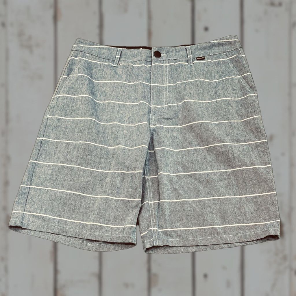 Hurley Hurley Porter Walkshorts Mens 33x9 Blue White Striped Pocket 6659 MWS00005710 Size US 33 - 1 Thumbnail