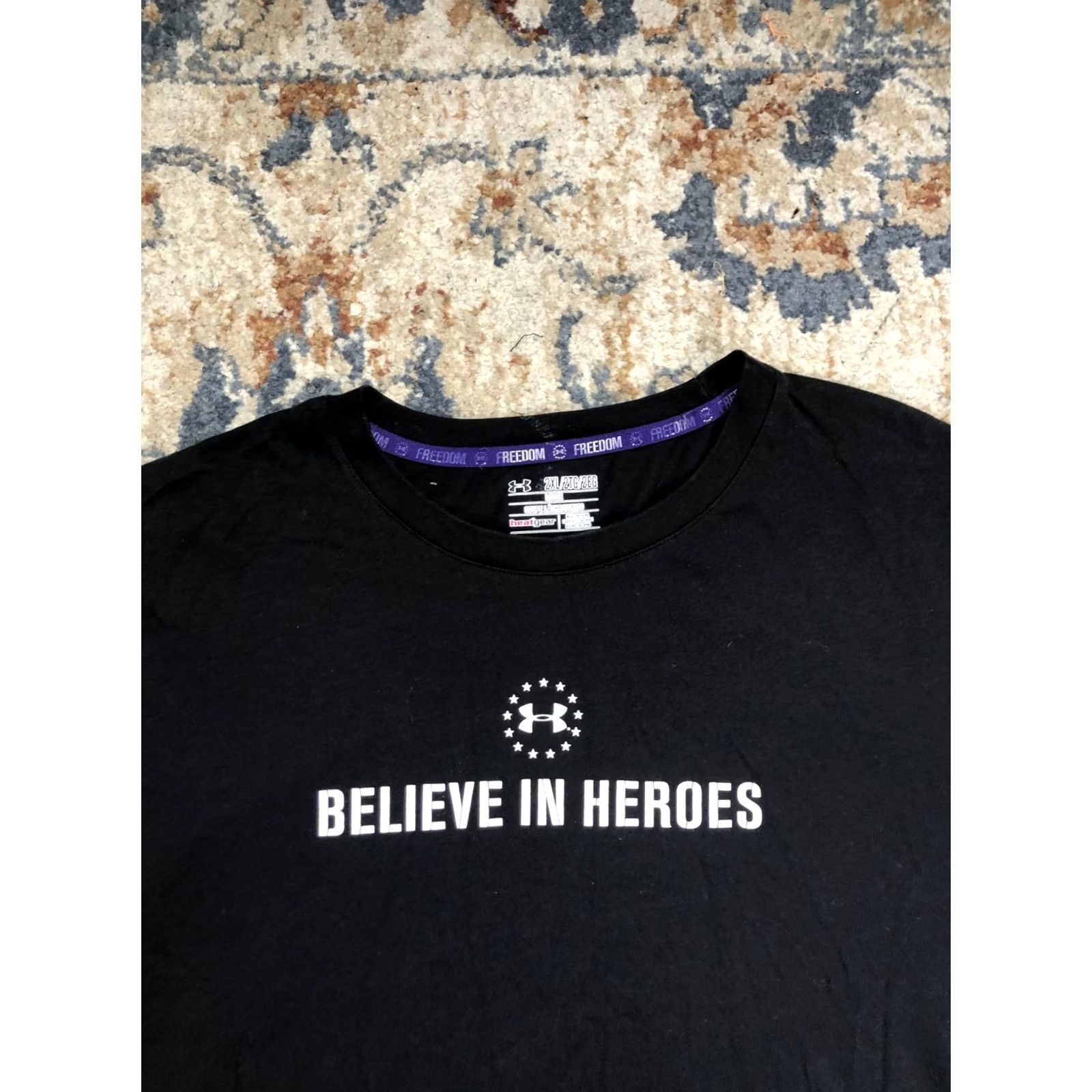 Under Armour Under Armour Shirt Mens 2XL Black BELIEVE IN HEROES Wounded Warrior Project Tee Graphic Print Short Sleeve Crew Neck Loose Fit Summer Size US XXL / EU 58 / 5 - 2 Thumbnail