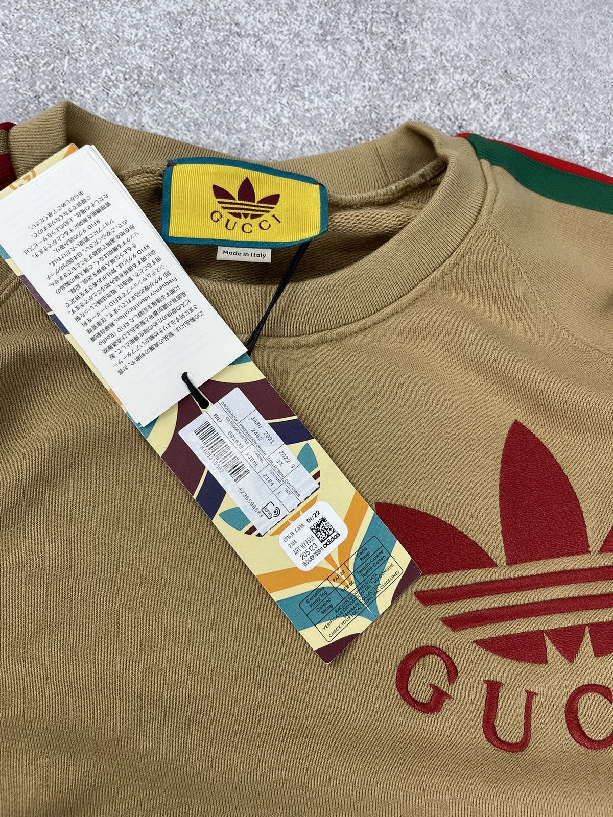 Adidas × Gucci Gucci x Adidas Cotton Sersey Sweatshirt Beige Size L Size US L / EU 52-54 / 3 - 9 Thumbnail
