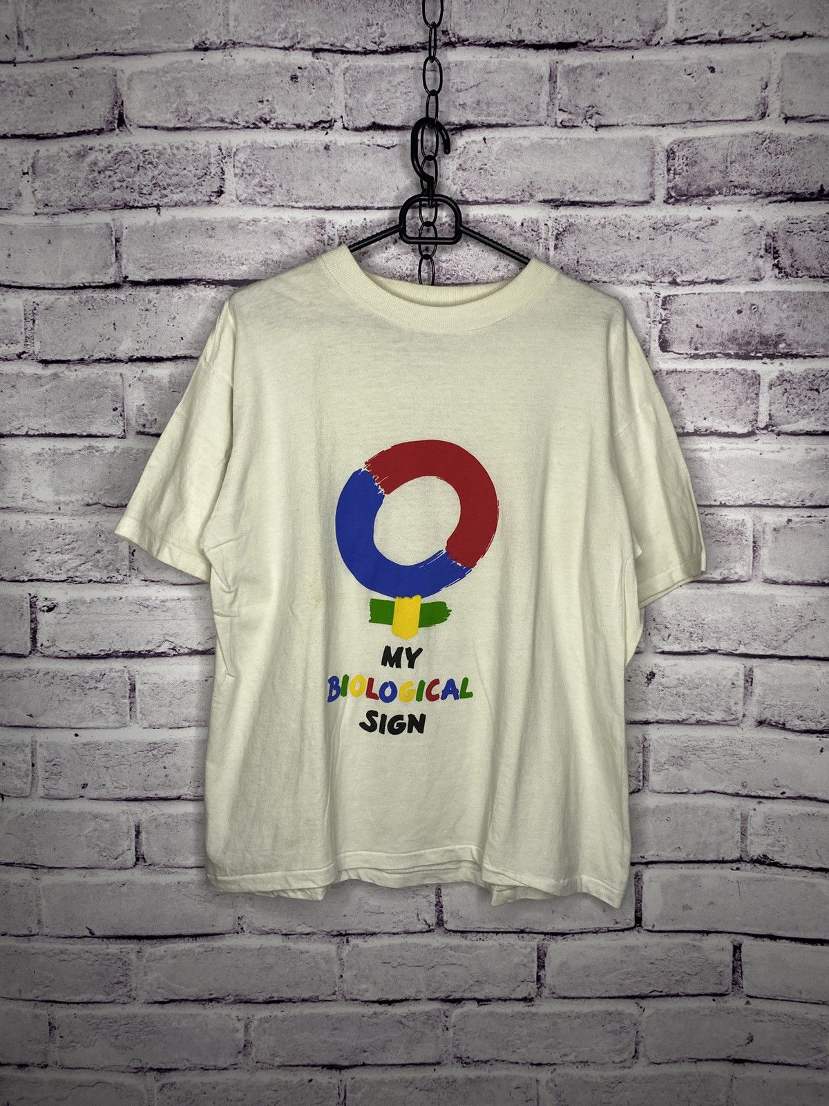Vintage Vintage 90s Humor T-Shirt My Biological Sign Formula Tee Size US L / EU 52-54 / 3 - 1 Thumbnail
