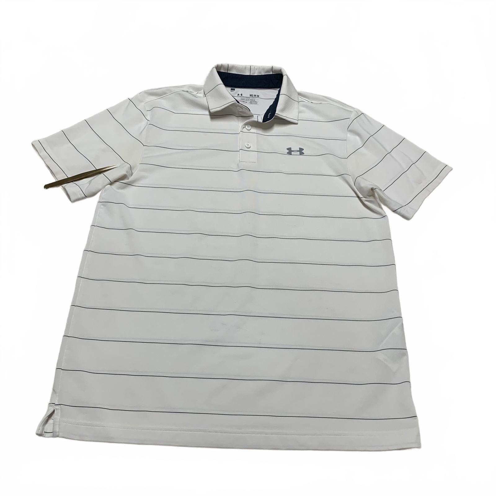 Under Armour Under Armour Men's Medium White Striped Polo Shirt Size US M / EU 48-50 / 2 - 2 Thumbnail