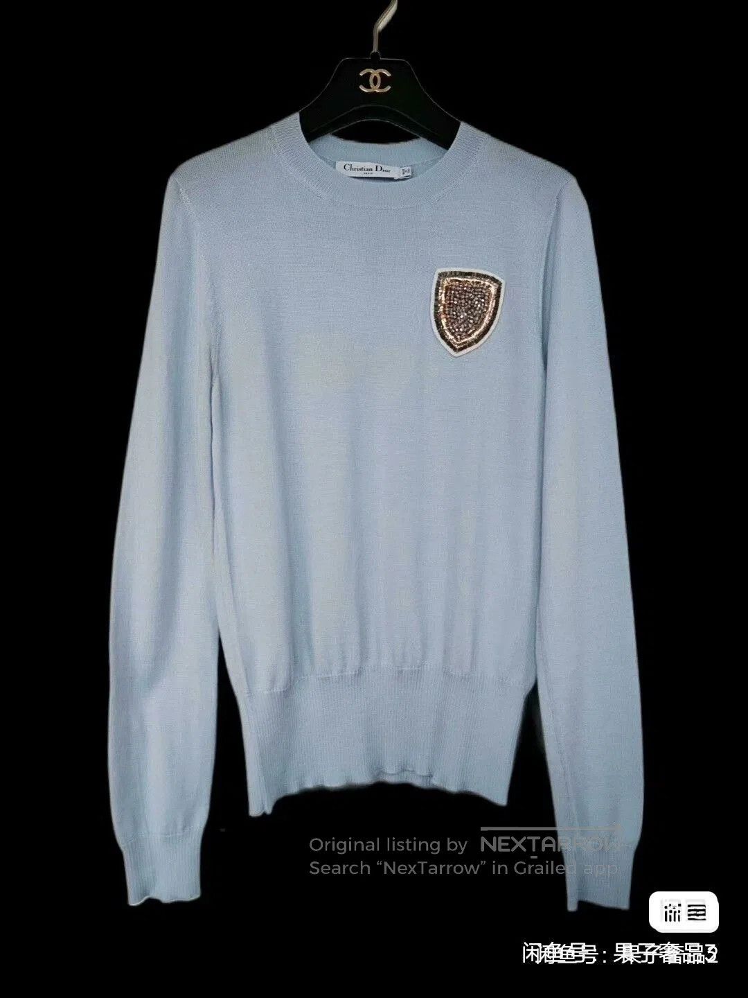 Dior Dior Blue Knit Sweater with Patch Design. Size US M / EU 48-50 / 2 - 1 Thumbnail