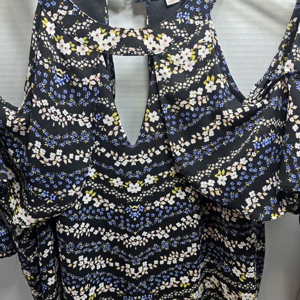 The Unbranded Brand Women's Candies Top Large Open Shoulder Short Sleeve Blue Size L / US 10 / IT 46 - 5 Thumbnail