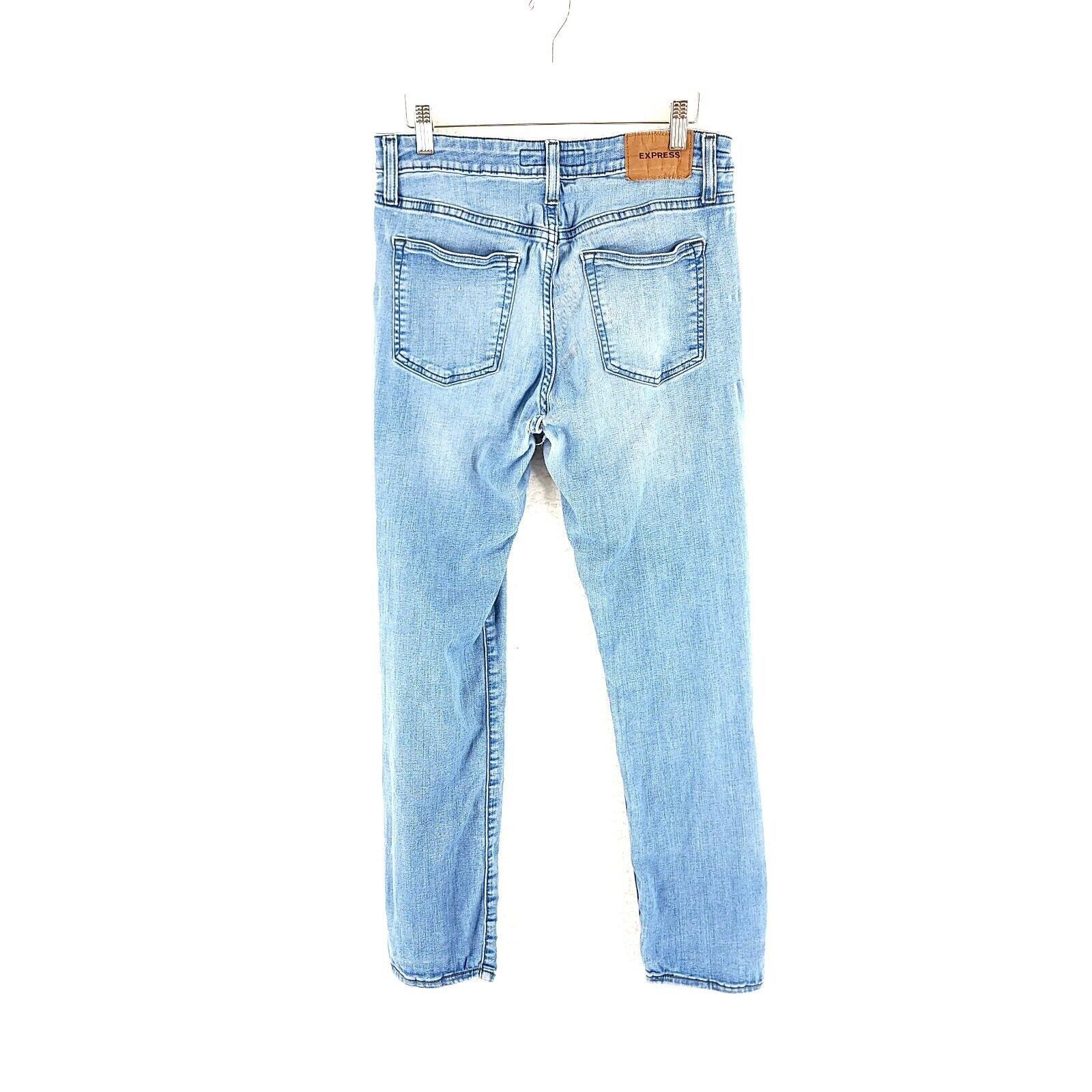 Express DAMAGED Express Light Blue Stone Wash Whisker Mid Rise Denim Size US 30 / EU 46 - 6 Thumbnail