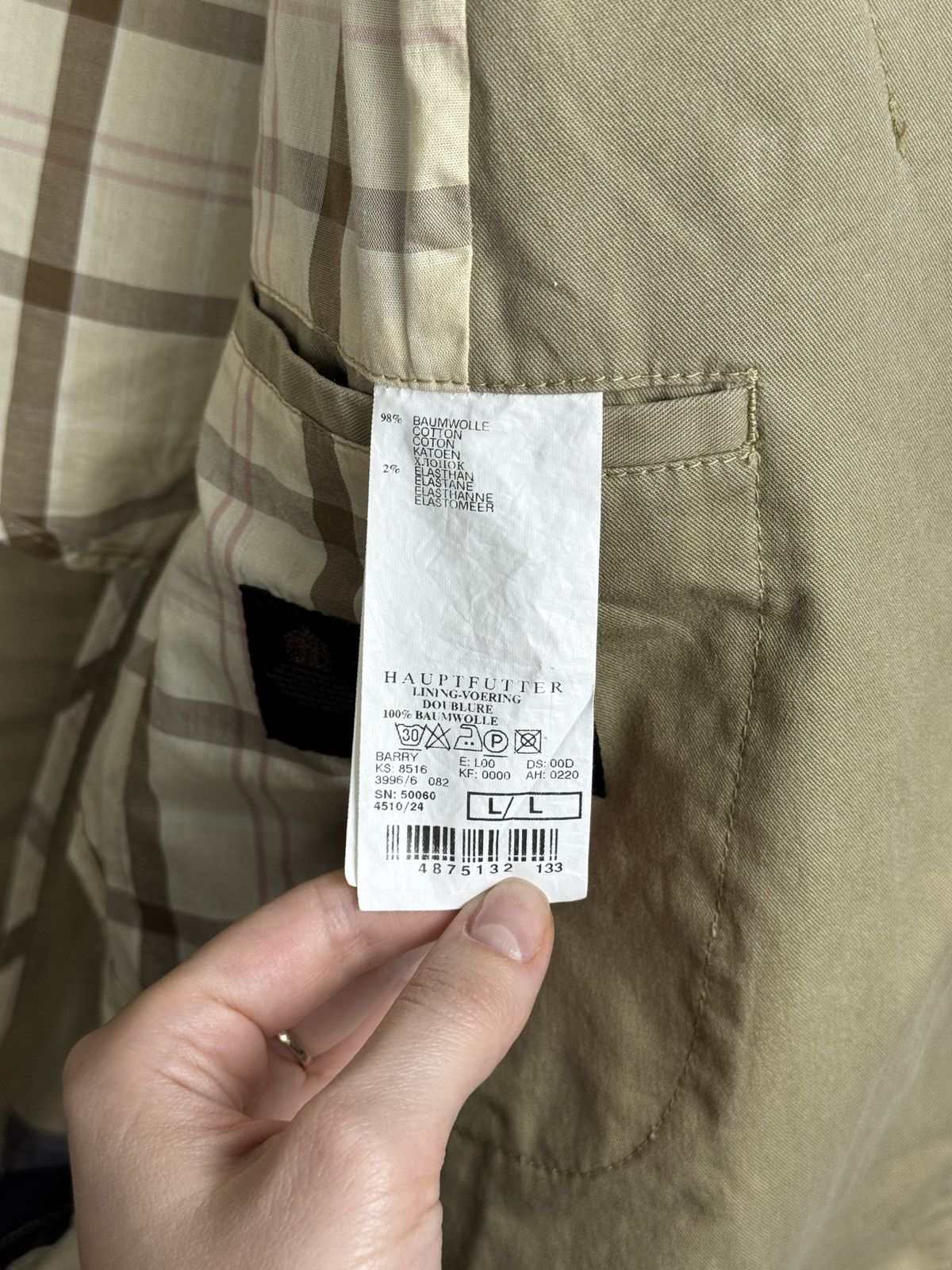 Barbour Barbour beige cotton 2 buttons half checkered lined blazer L Size 44R - 10 Thumbnail
