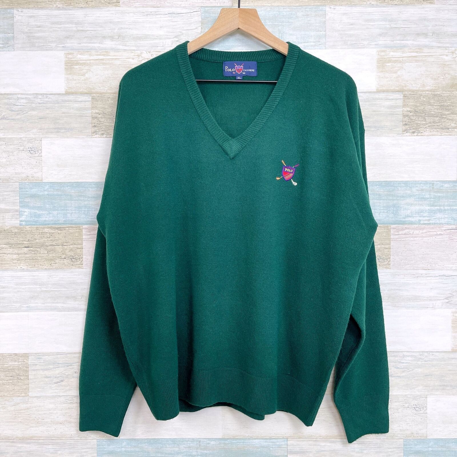 image of Polo Ralph Laurent Cashmere Sweater Green Golf VTG Mens Xl