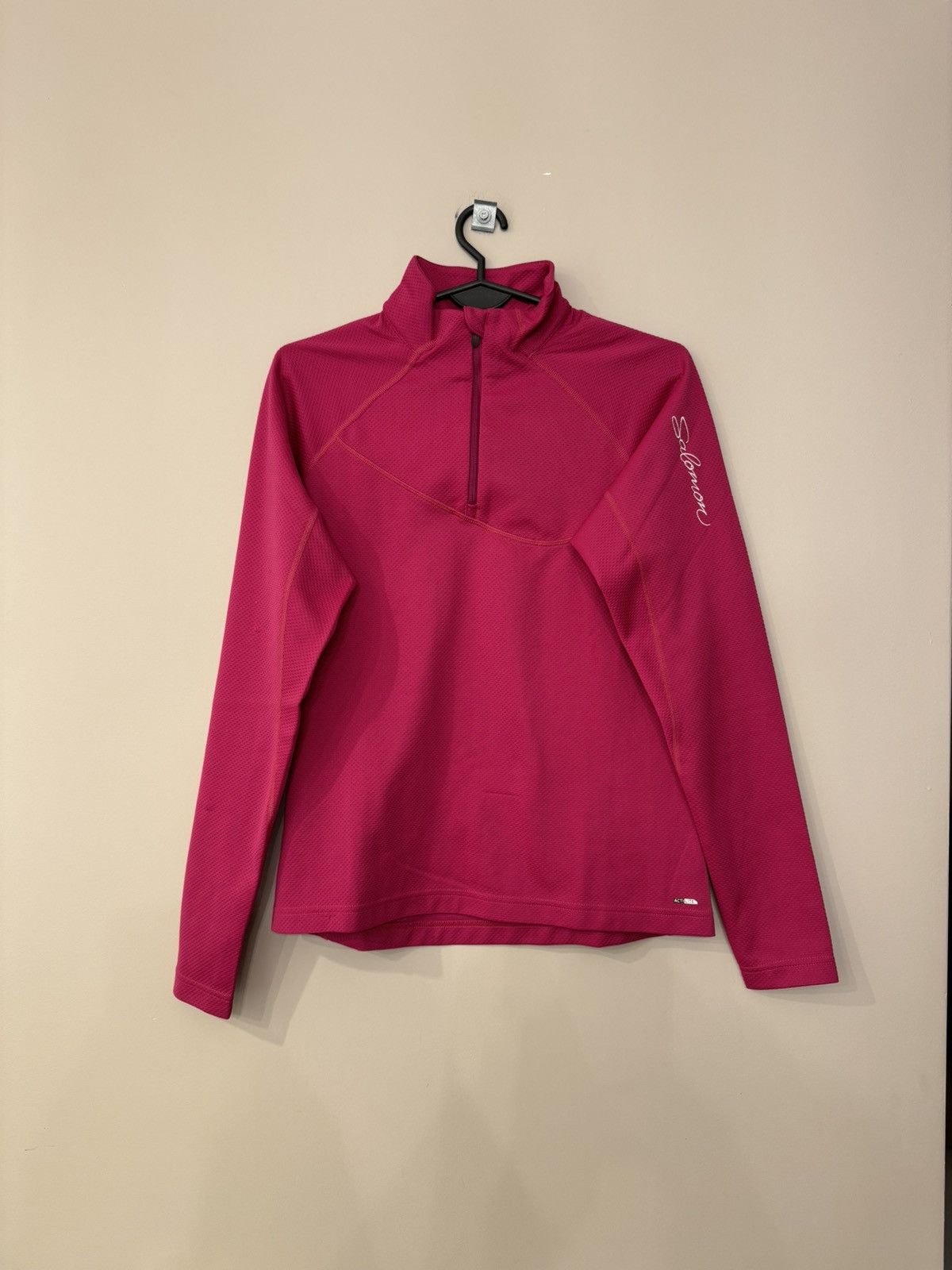 Salomon Salomon pink 1/4 zip fleece pullover trekking outdoor Size M / US 6-8 / IT 42-44 - 1 Thumbnail