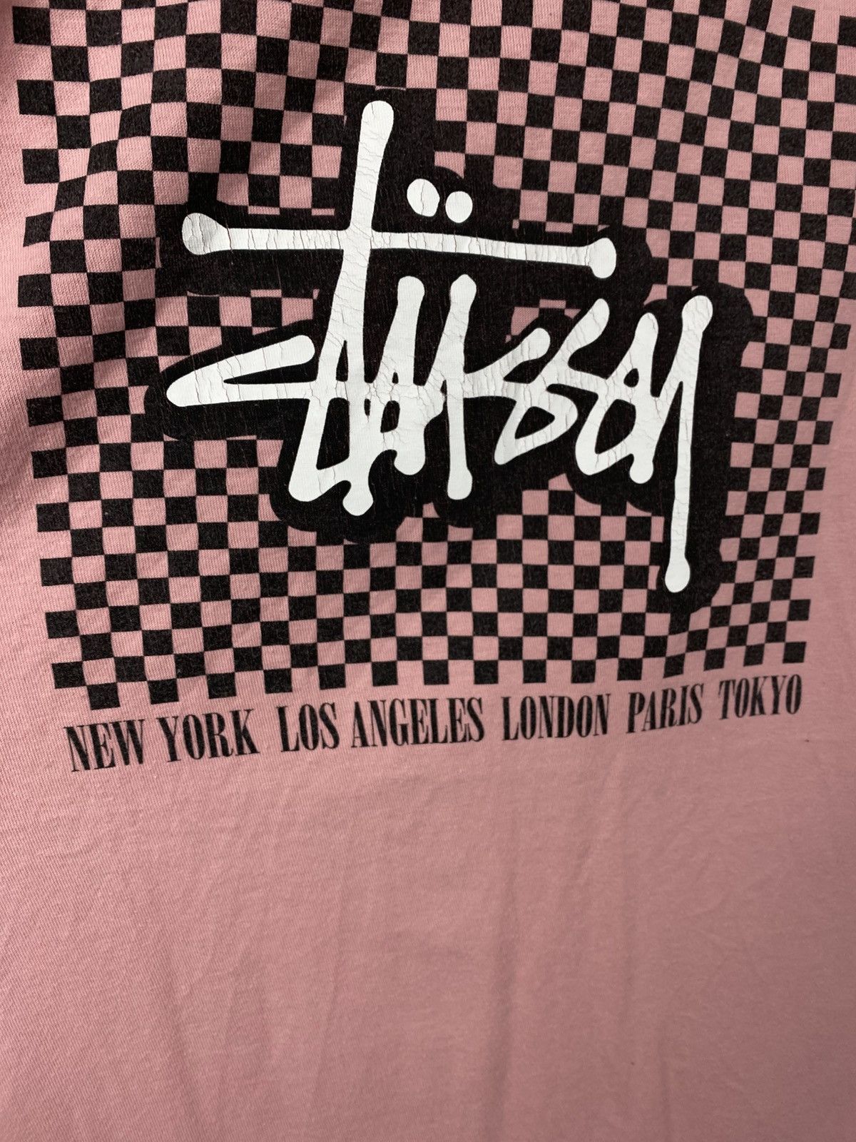 Stussy ♟️T-Shirt Stussy Checkered Big Logo New York Los Angeles Tee♟️ Size US L / EU 52-54 / 3 - 7 Thumbnail