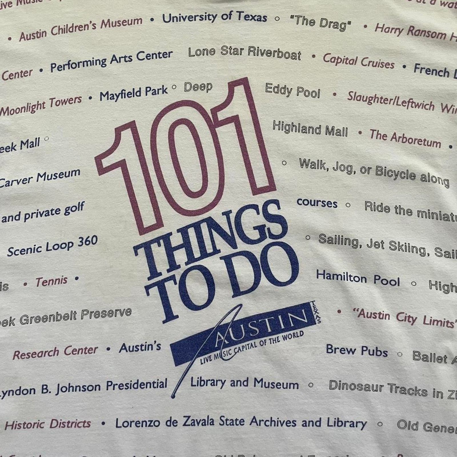 Vintage Vintage 90s 101 Things to do in Austin, Texas T-shirt Size US L / EU 52-54 / 3 - 2 Thumbnail