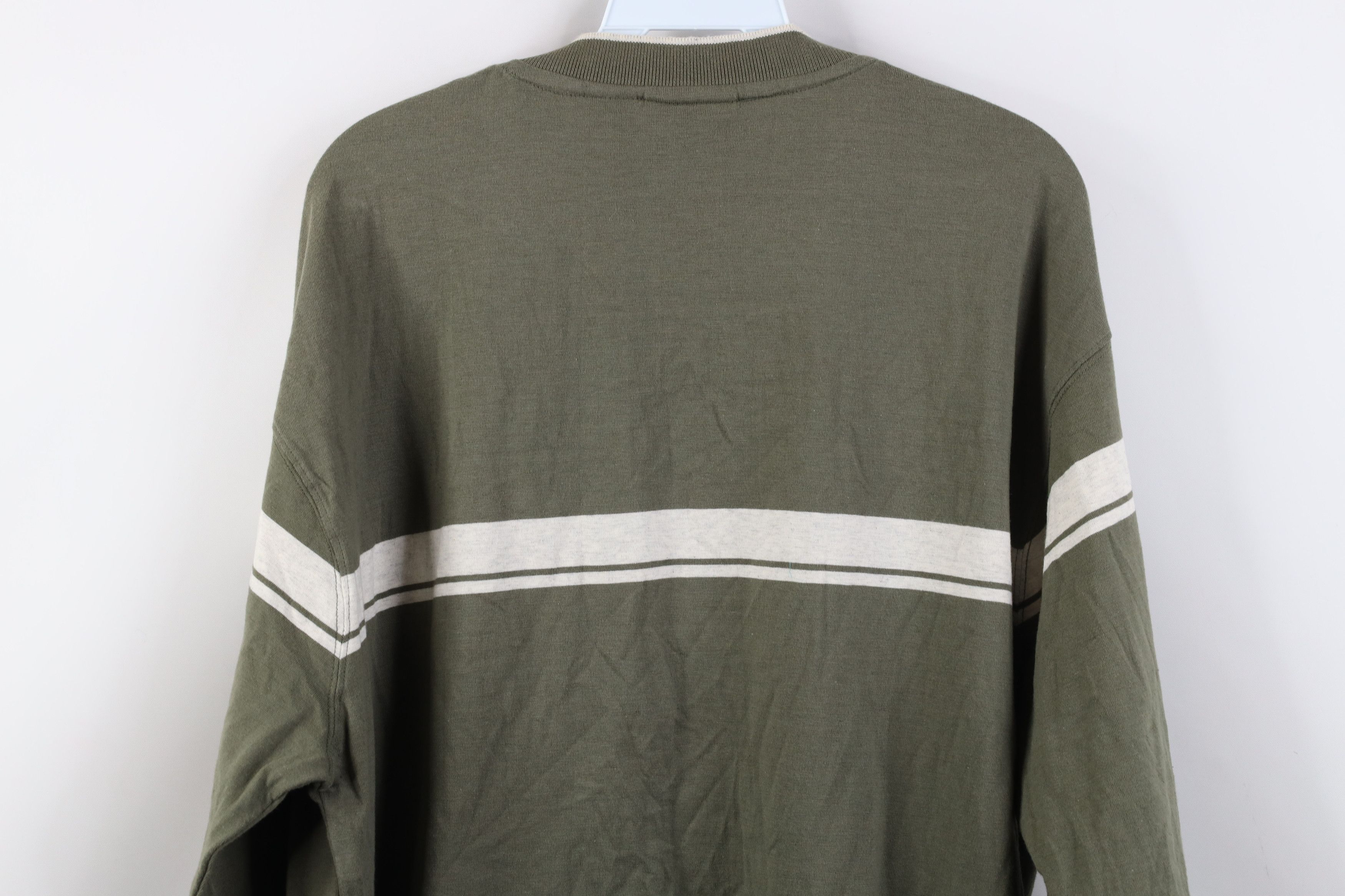Vintage Vintage 90s Streetwear Long Sleeve V-Neck T-Shirt Green Size US M / EU 48-50 / 2 - 11 Thumbnail