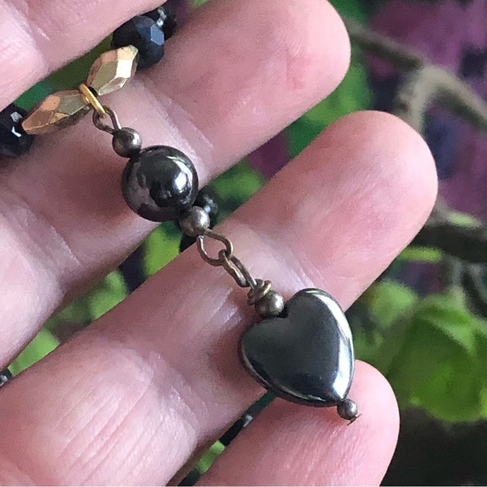 Handmade Handcrafted repurpose heart hematite Pearl necklace Size ONE SIZE - 9 Thumbnail