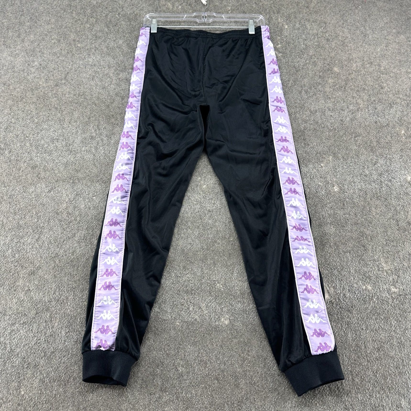 Kappa Kappa Pants Womens S Black Sweat Jogger Logo Tapered Leg Drawstring Skater Regular Fit Activewear Lounge Inseam 28in Size 29" - 3 Thumbnail