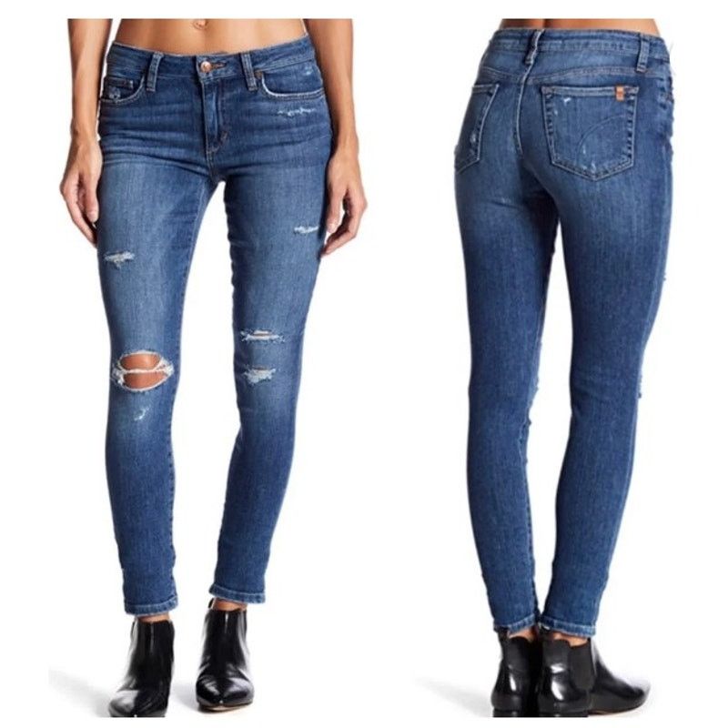 Joe's Joe's Beckett Skinny Ankle Jeans 26 Distressed Dark Wash Size 26" / US 2 / IT 38 - 3 Thumbnail