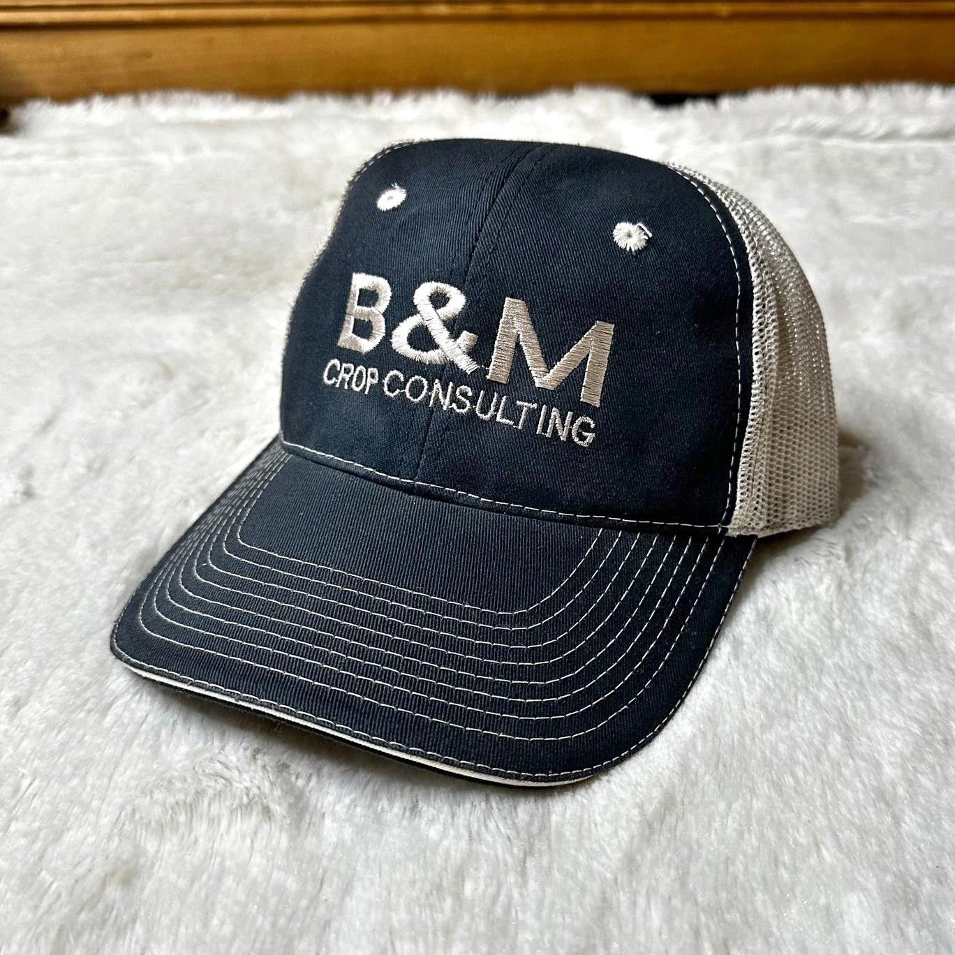 Designer B&M Crop Consulting Unisex Blue Trucker Hat Adjustable Mesh Size ONE SIZE - 1 Thumbnail