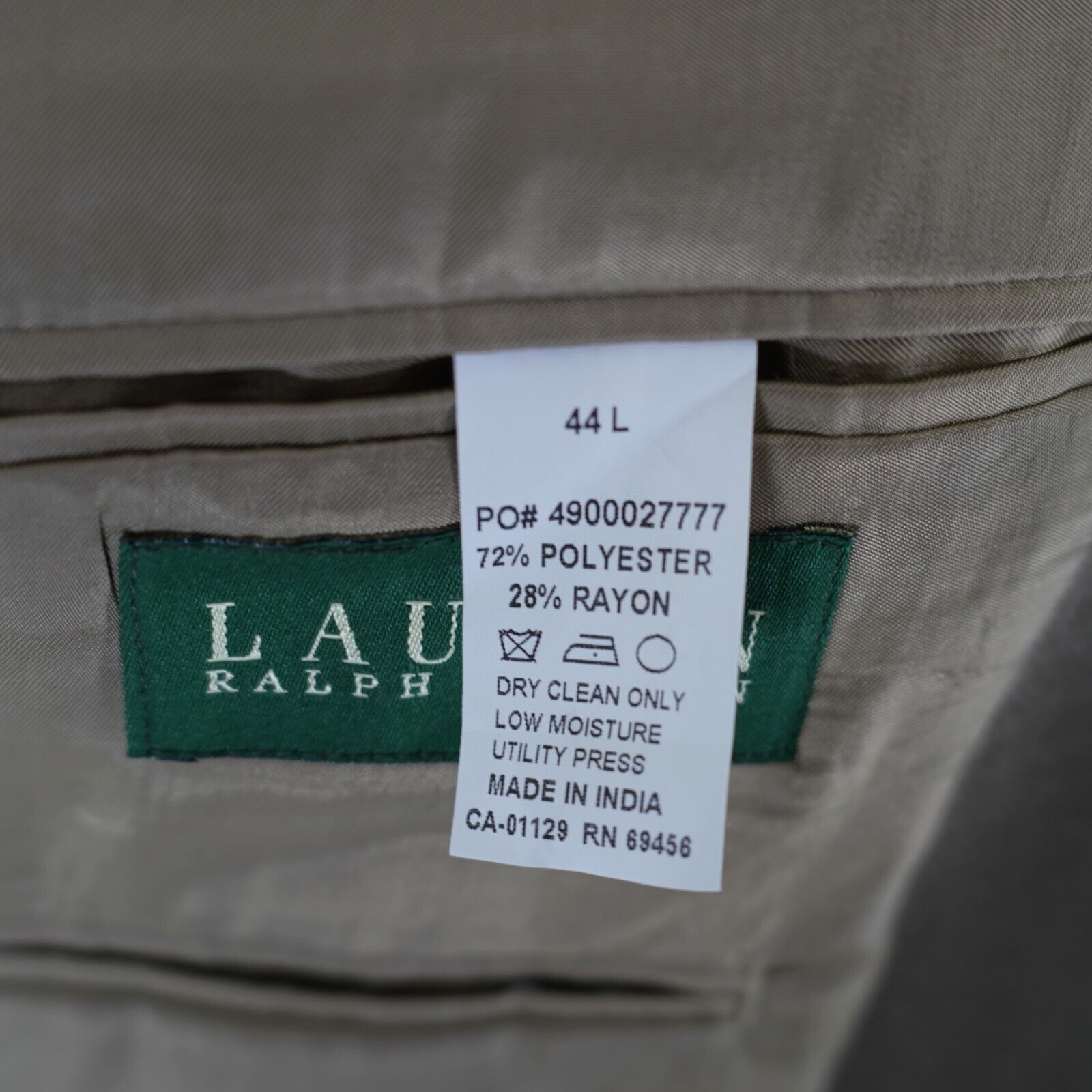 Lauren Ralph Lauren NEW Lauren Ralph Lauren Polyester Blend Olive Green Basketwe Size 42L - 10 Thumbnail