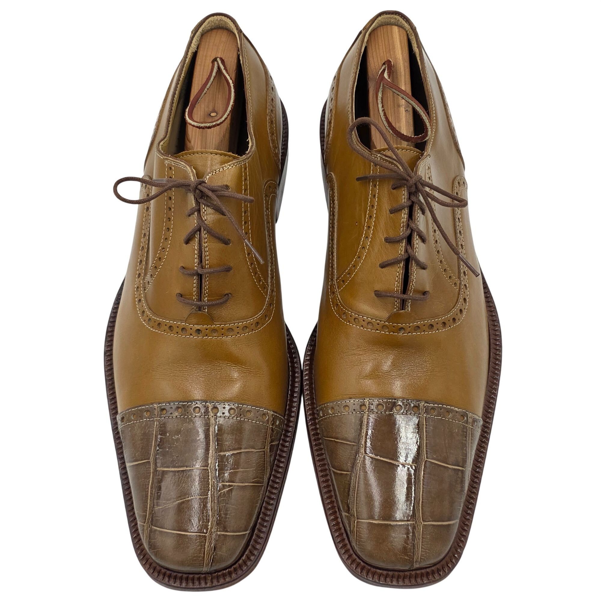 Vintage Alligator Men 11M Taupe Brown David Eden Exotic Shoe