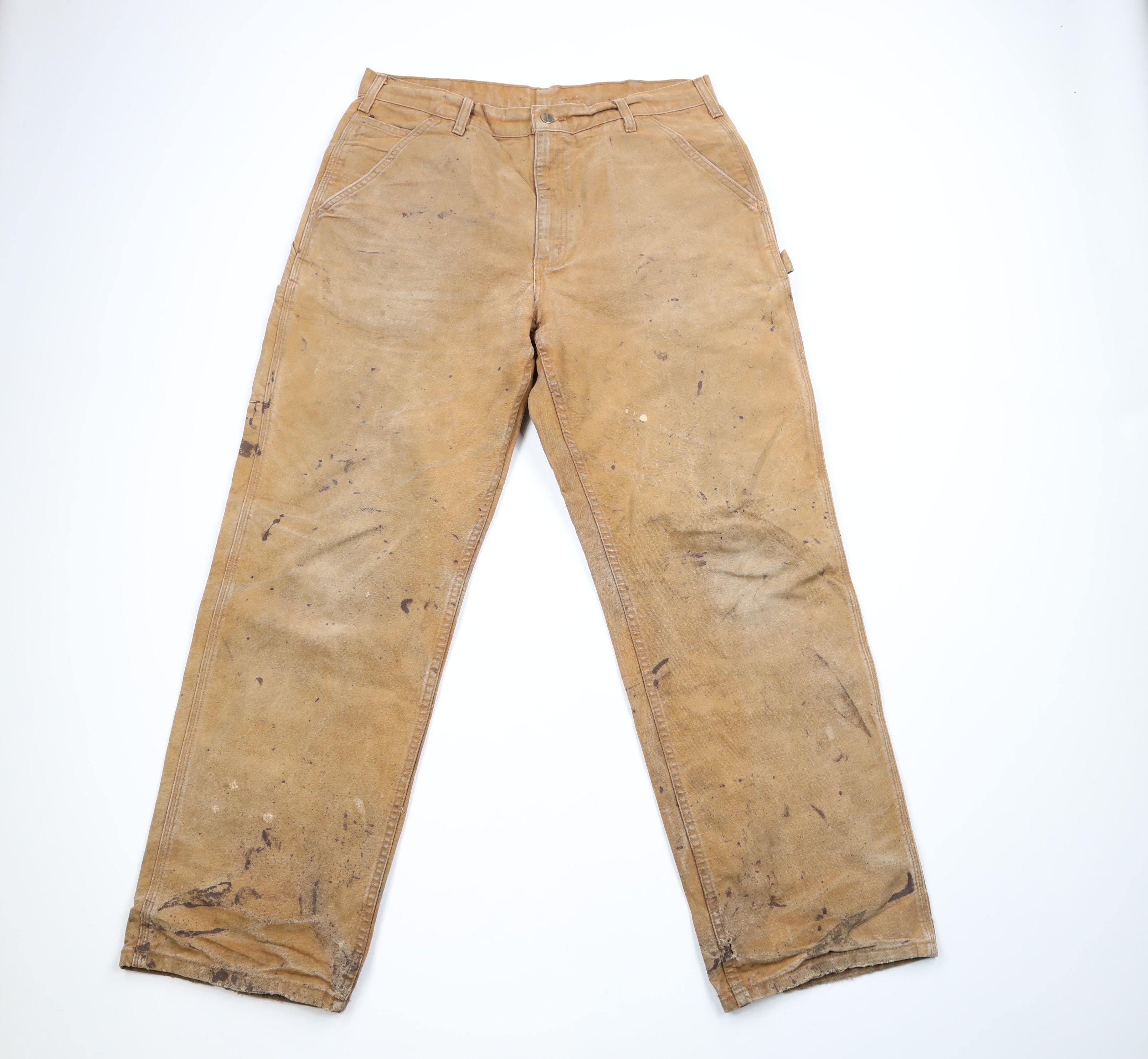 Carhartt Carhartt Thrashed Spell Out Wide Leg Canvas Pants Duck Brown Size US 36 / EU 52 - 1 Thumbnail