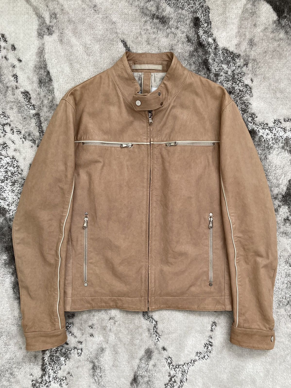90s Piped Leather Moto Jacket