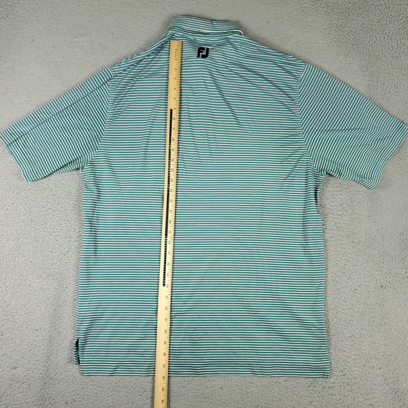 Footjoy FootJoy Polo Shirt Mens L Green Striped Short Sleeve Collared Button Logo Size US L / EU 52-54 / 3 - 6 Thumbnail
