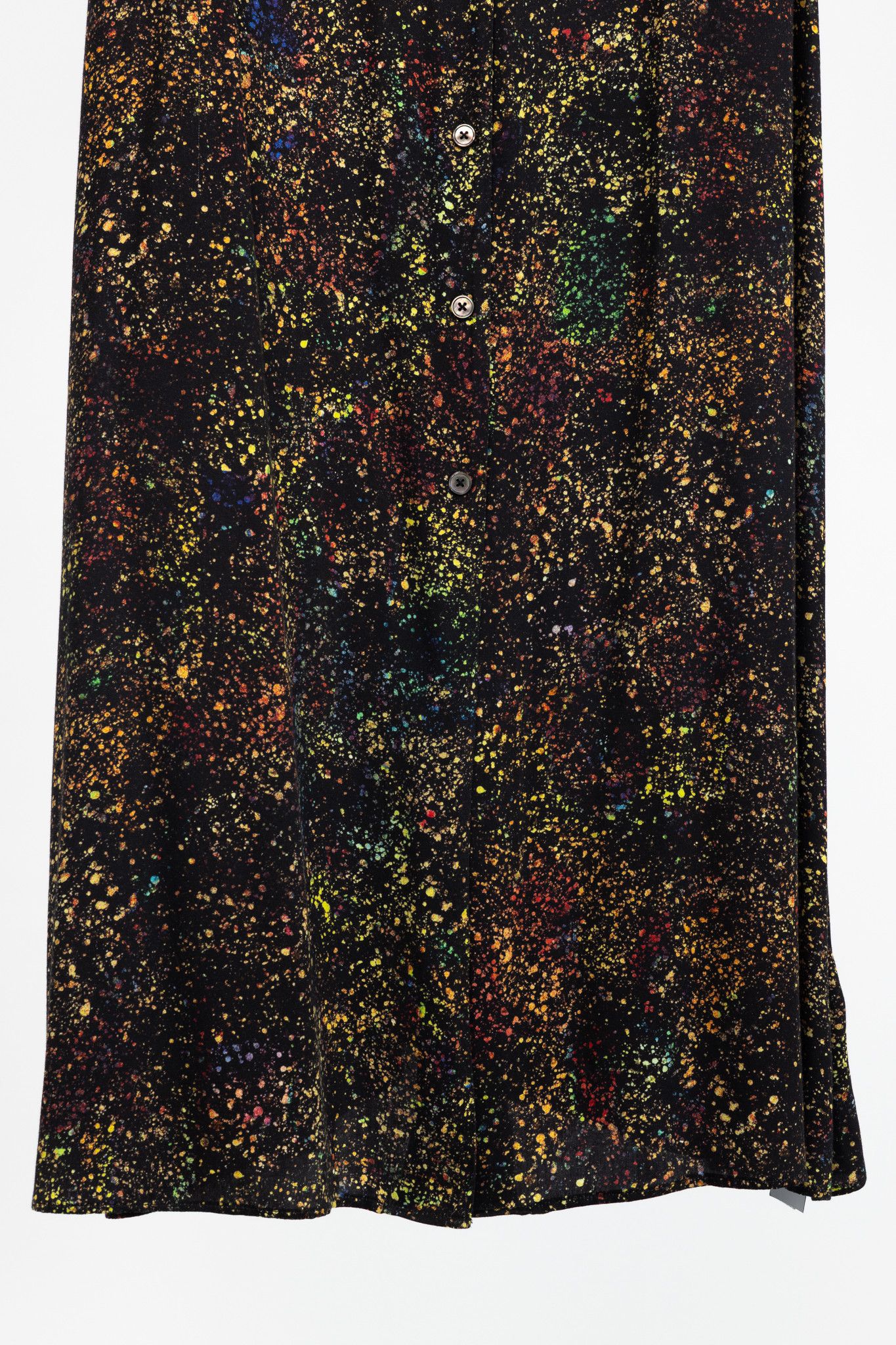 Paul Smith PS Paul Smith Black Paint-Splatter Button-Front Midi Dress Size S / US 4 / IT 40 - 6 Thumbnail
