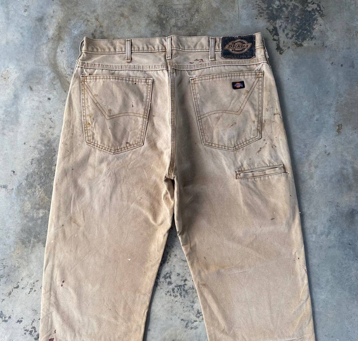 Dickies VINTAGE DICKIES DOUBLE KNEE DISTRESSED DENIM SPLATTER PAINT Size US 35 - 13 Thumbnail