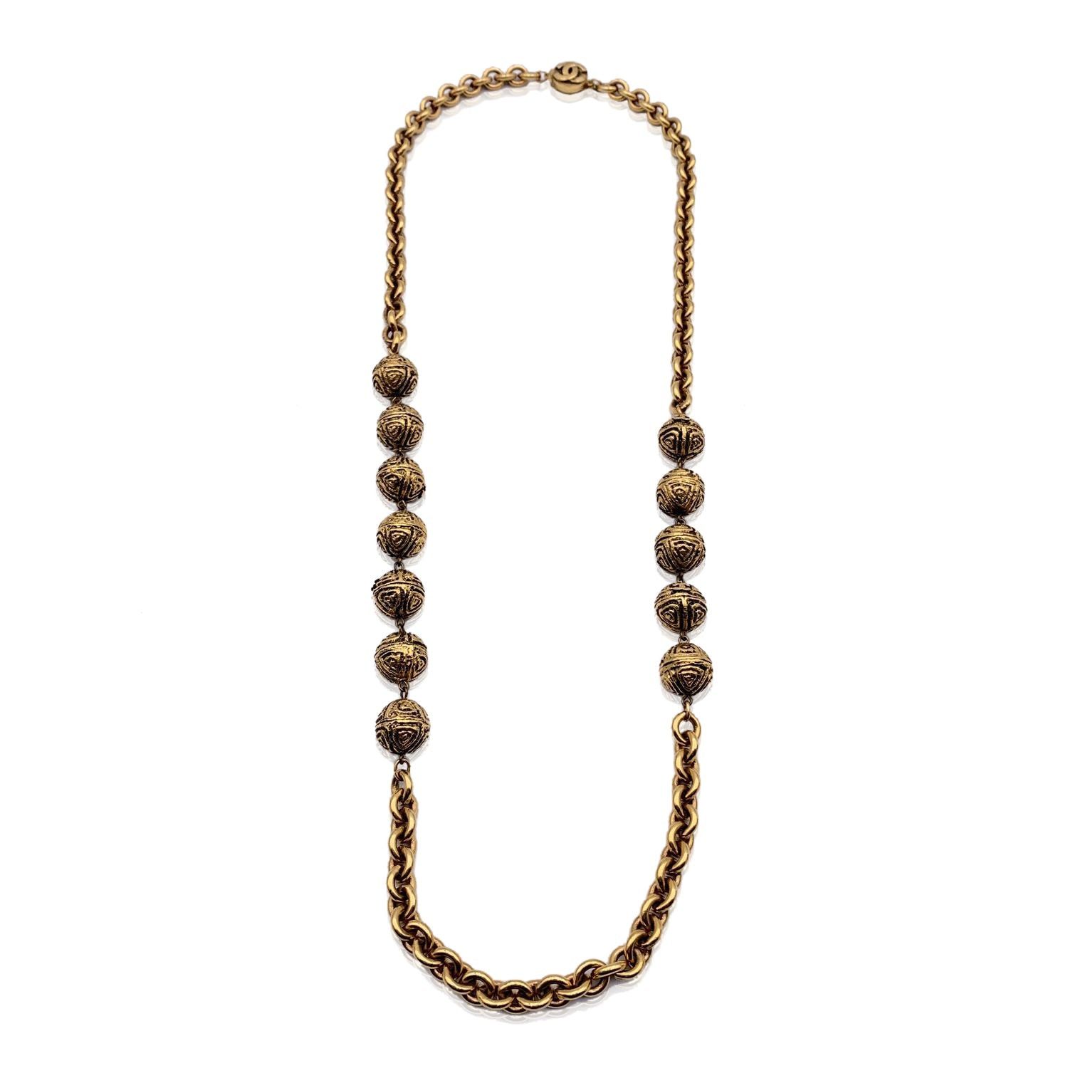 image of Chanel Vintage 1980S Gold Metal Chain Necklace With Metal Beads, Women's