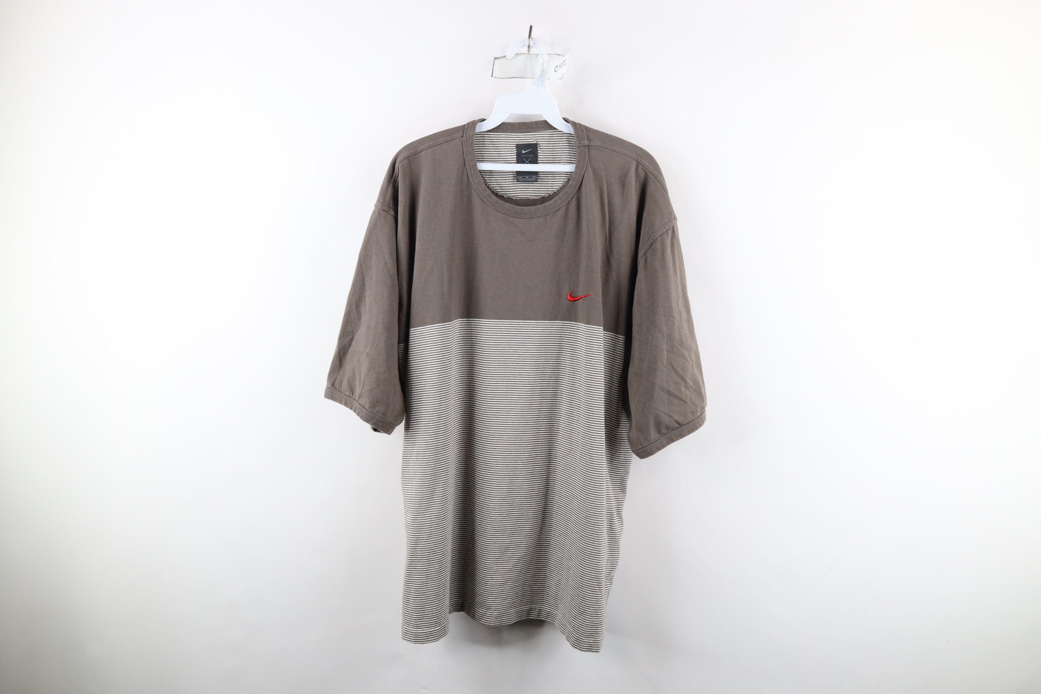 Nike × Vintage Vintage 90s Nike Golf Scott Mini Swoosh Striped T-Shirt Size US XL / EU 56 / 4 - 1 Thumbnail