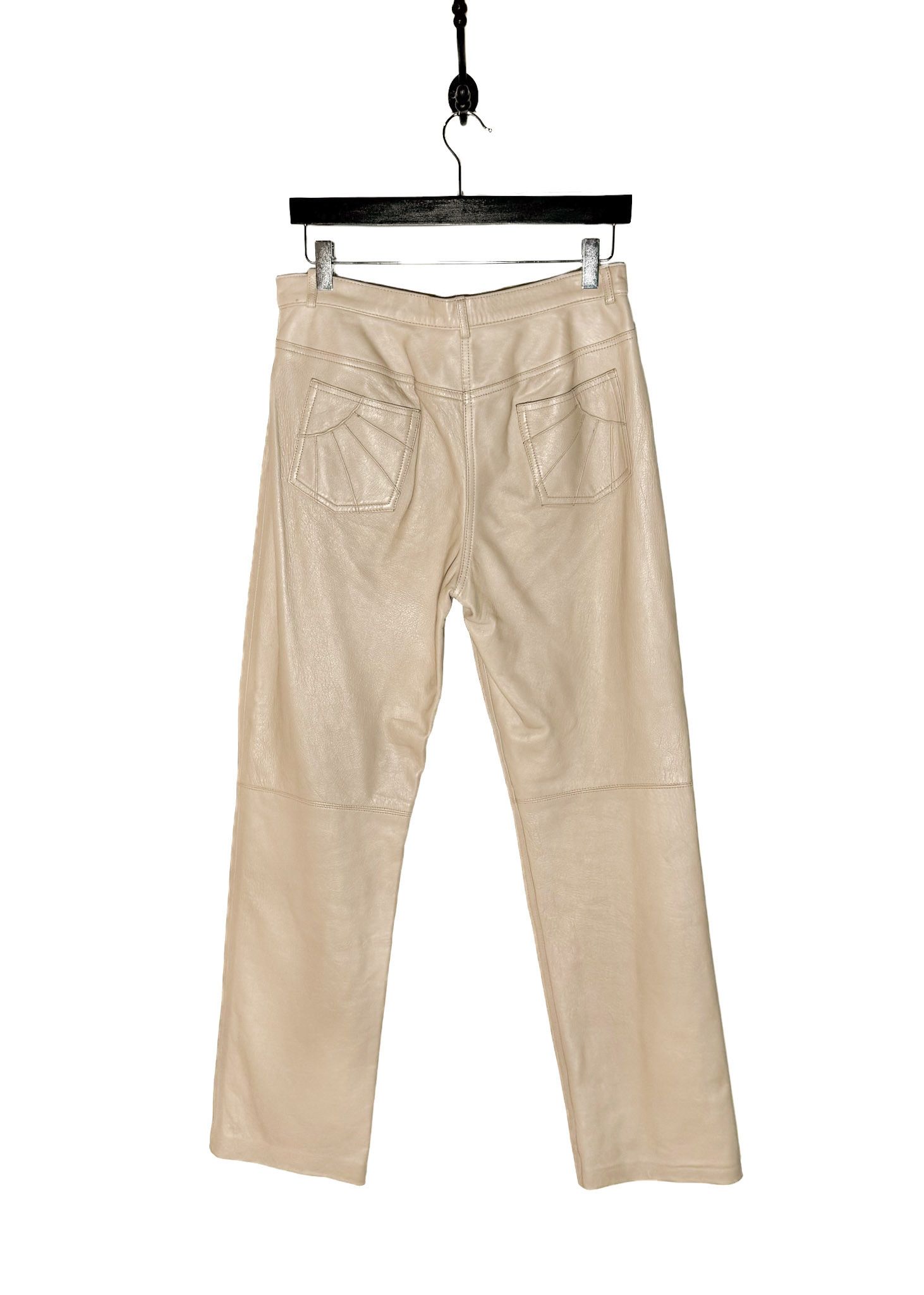 Marc Jacobs Marc Jacobs Vintage Stitch Pockets Beige Leather Trousers Size 28" / US 6 / IT 42 - 3 Thumbnail