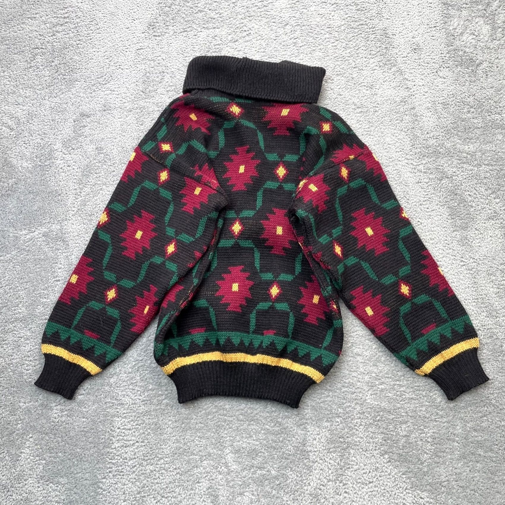 Vintage VINTAGE Sweater Mens Medium Black Geometric Wool Turtleneck Heavy Grandpa 80s Size US M / EU 48-50 / 2 - 2 Thumbnail