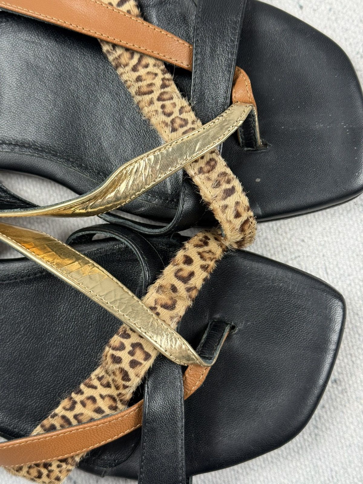 AGL AGL Archive Leather Leopard Strap Sandals Minimalist Italy Size US 10.5 / IT 40.5 - 10 Thumbnail