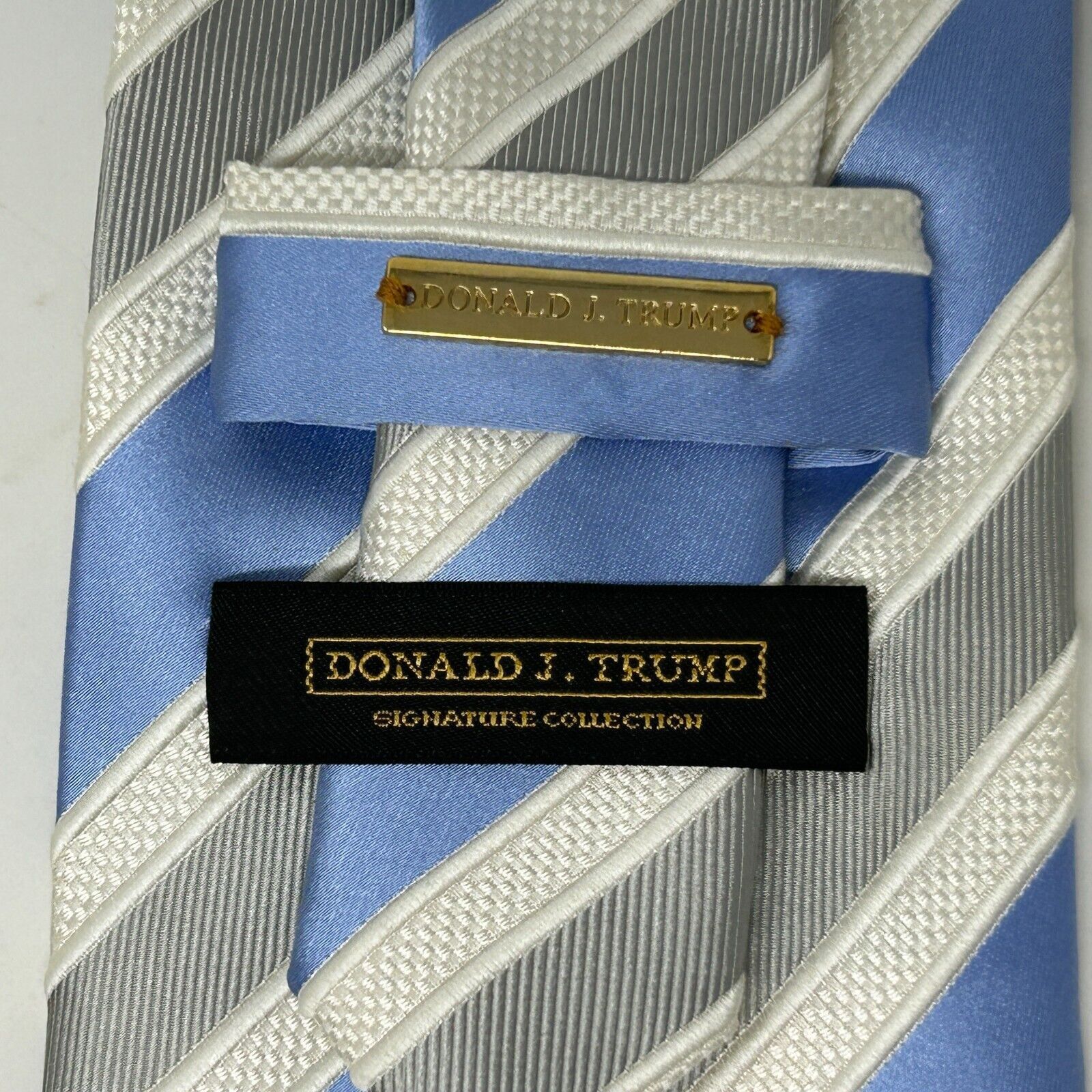 Donald Trump Donald J Trump Signature Collection Necktie Blue Silver Size ONE SIZE - 6 Thumbnail