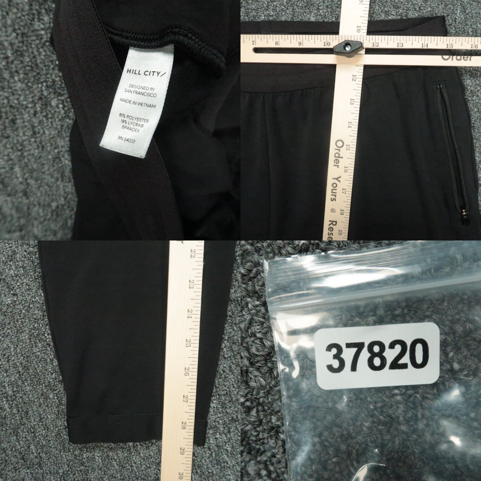 Vintage Hill City Pants Men L Black Performance Tech Jogger Zip Pocket Athletic Size US 33 - 8 Thumbnail