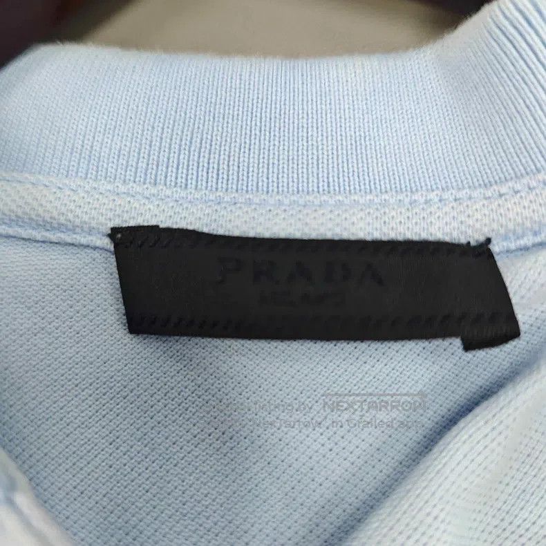 Prada Prada Light blue classic rubber logo short-sleeved polo sh Size US M / EU 48-50 / 2 - 6 Thumbnail