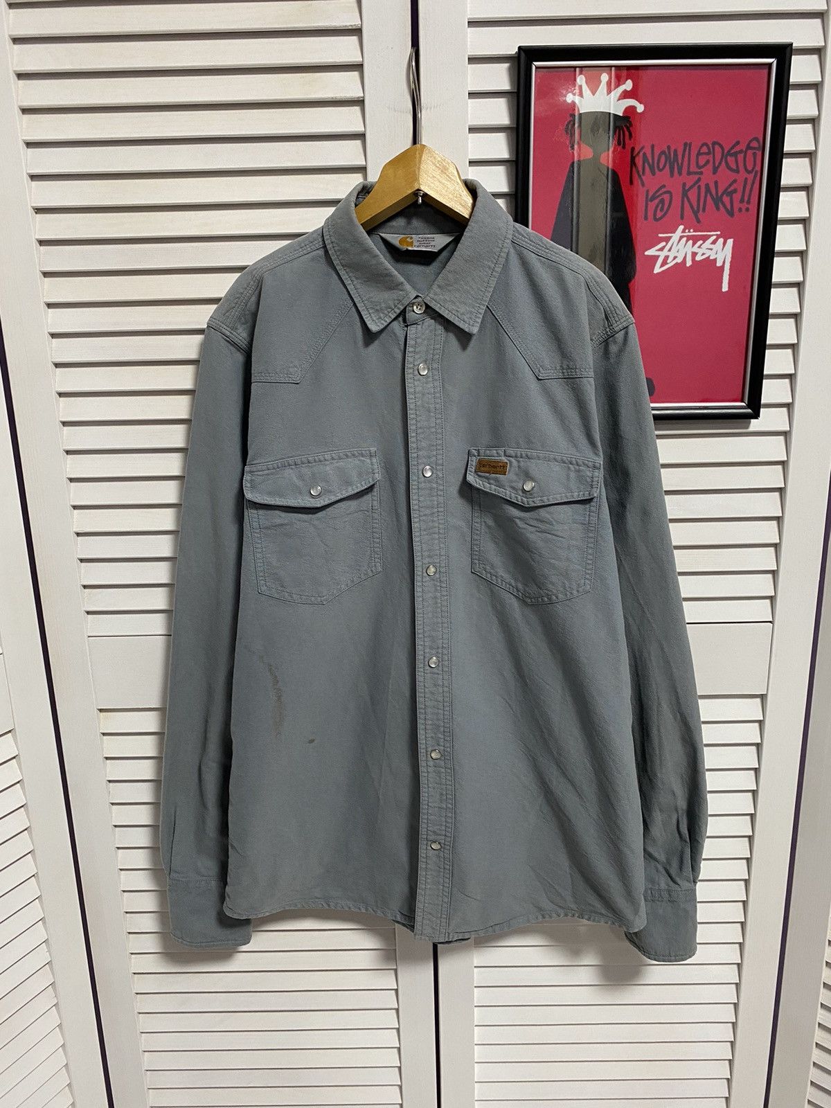 Carhartt × Vintage Vintage Shirt Tee Button Up Carhartt Overshirt Leather Logo Size US M / EU 48-50 / 2 - 1 Thumbnail