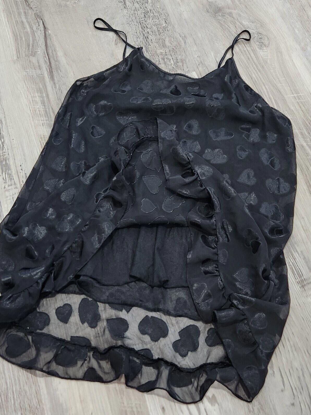 Designer Cinema Etoile Lingerie Dress Black XL hearts Sheer Y2k Trash Size ONE SIZE - 5 Thumbnail
