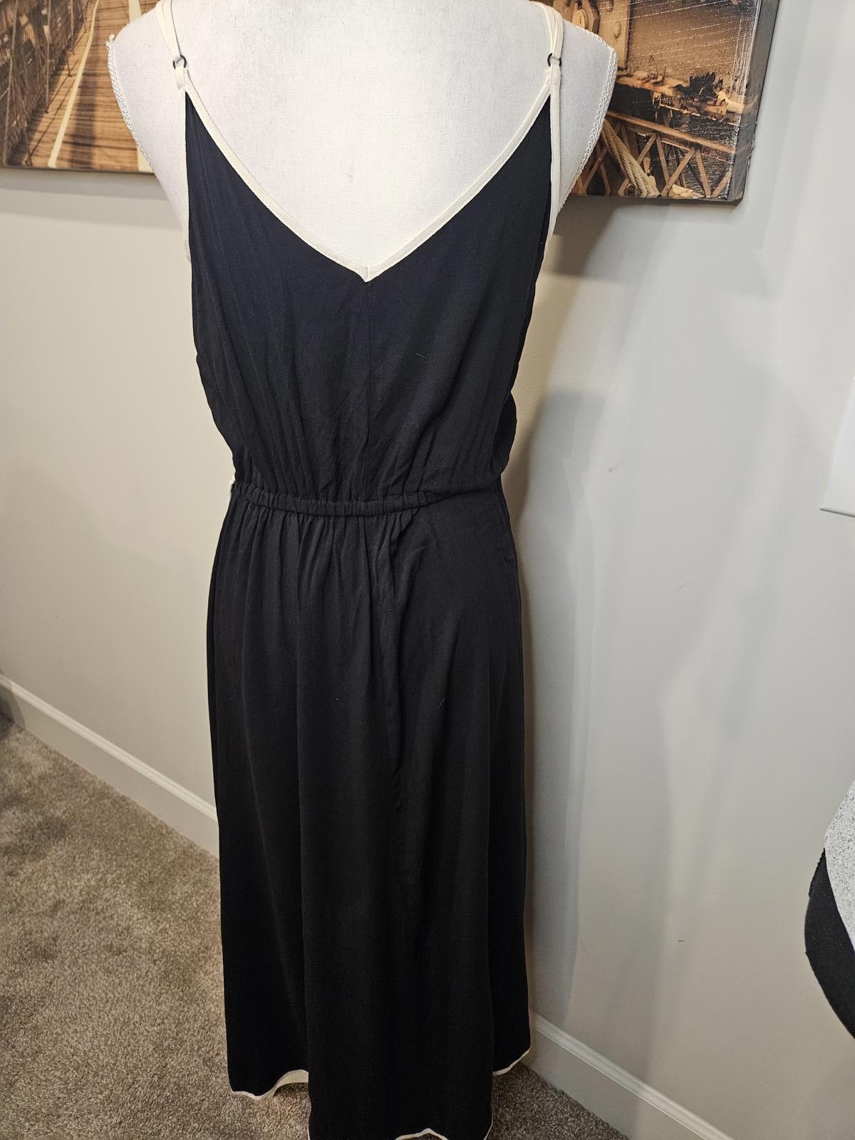Designer Who What Wear Black Maxi Dress with White Trim Size XS / US 0-2 / IT 36-38 - 3 Thumbnail