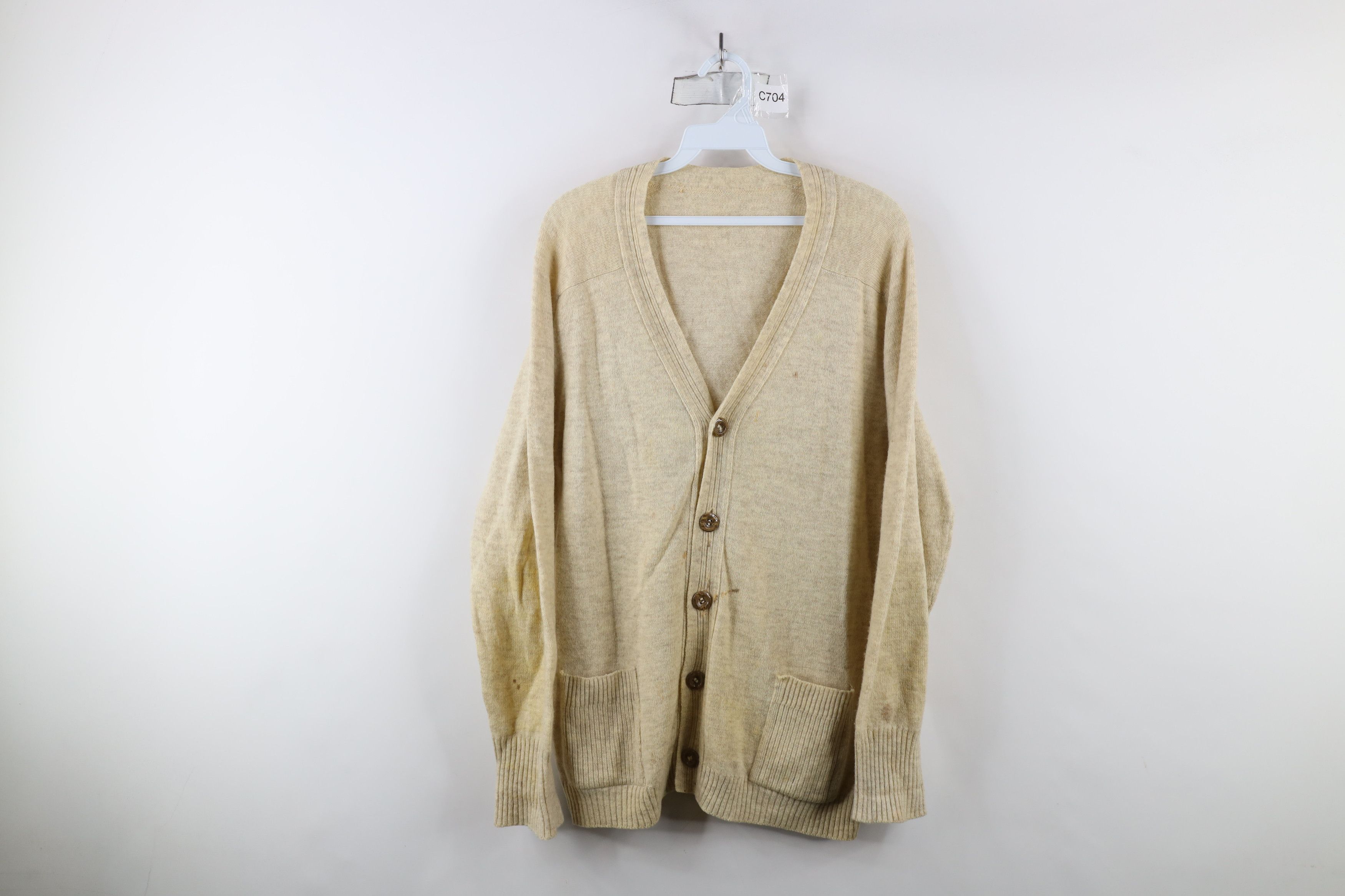 Vintage Vintage 50s Streetwear Blank Wool Knit Cardigan Sweater Size US M / EU 48-50 / 2 - 1 Thumbnail