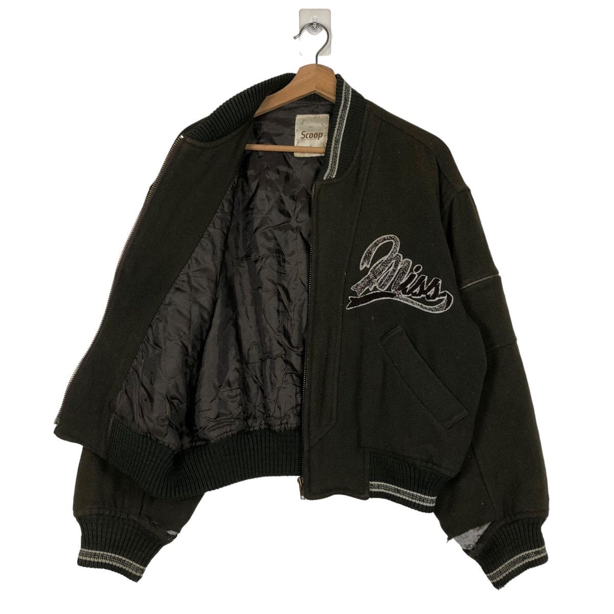 Japanese Brand 🔥VINTAGE WOOL BOMBER JACKET SCOOP SPELL OUT ISSEY MIYAKE Size US M / EU 48-50 / 2 - 13 Thumbnail