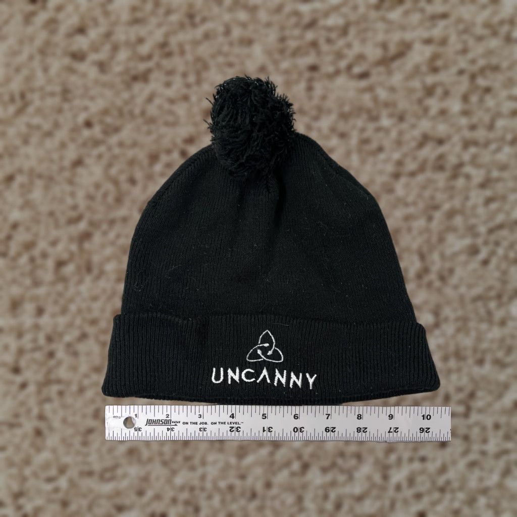 Vintage Uncanny.GG Beanie Adult One Size Black Knit Acrylic Pom On Stream Advertising Men Beanie Black Advertising 90s Stream Theme Men Size ONE SIZE - 1 Thumbnail