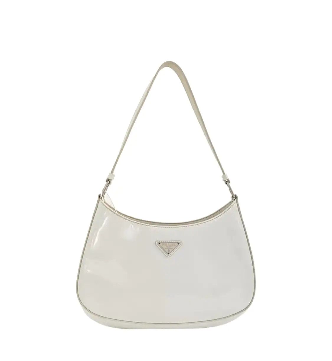Prada PRADA Cleo white patent leather logo shoulder bag handbag silver hardware Size ONE SIZE - 1 Thumbnail