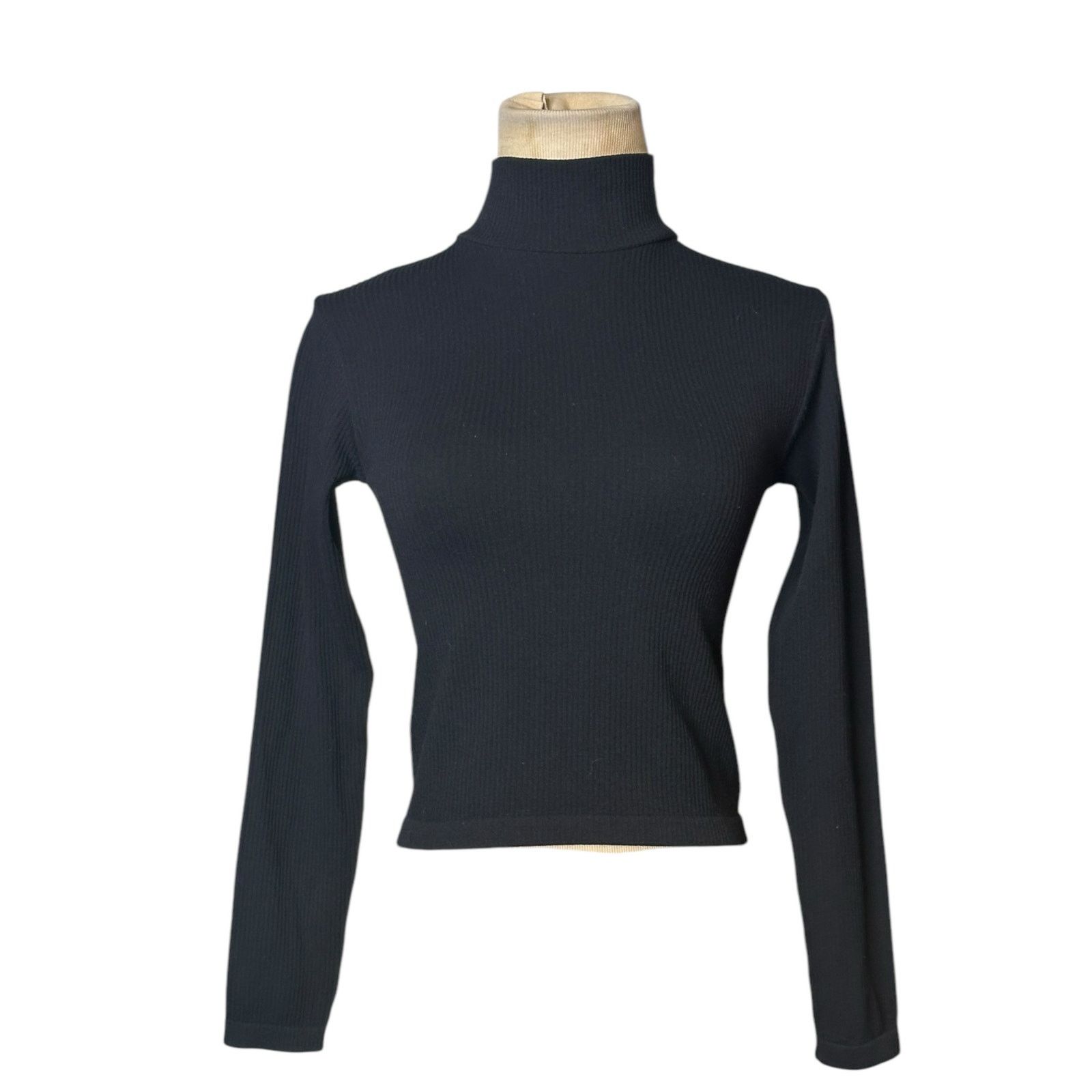 Zara Zara black long sleeves ribbed fitted high neck top size XS Size XS / US 0-2 / IT 36-38 - 12 Thumbnail