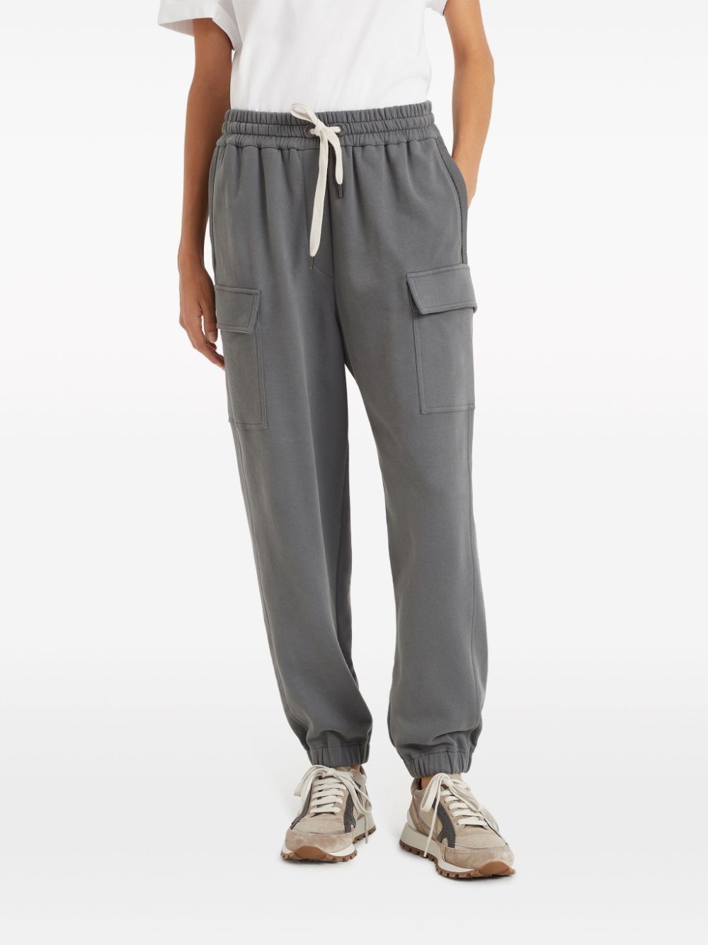 Brunello Cucinelli o1w1db10825 Woman Sport Pants in Medium Grey Size 30" / US 8 / IT 44 - 1 Thumbnail