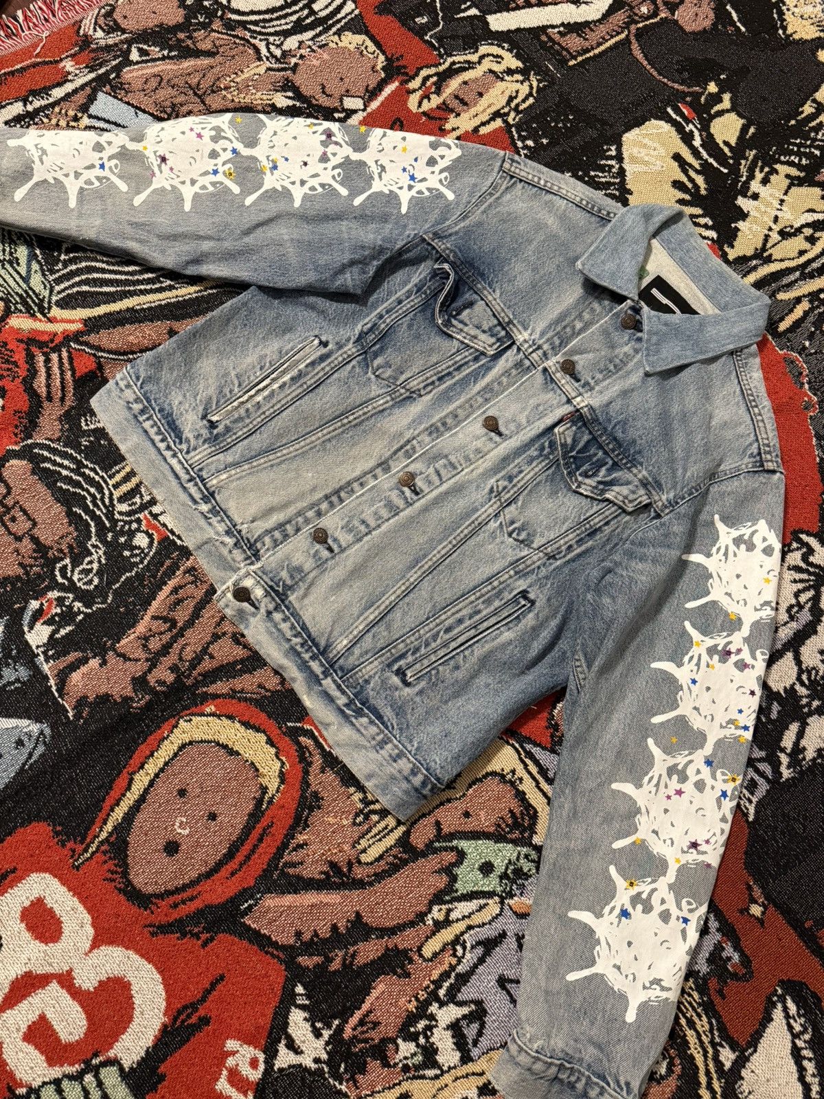 Sp5der Spider Worldwide Vintage Denim Trucker Jacket Size US M / EU 48-50 / 2 - 1 Thumbnail