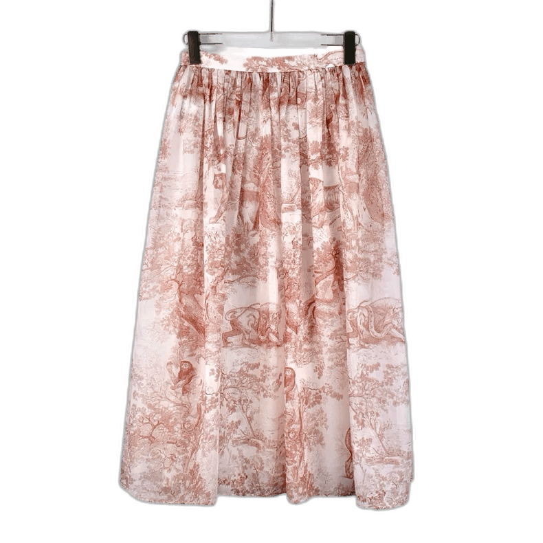 Dior Christian Dior Pink Jungle Print Cotton Skirt Size 36" / US 14 / IT 50 - 1 Thumbnail