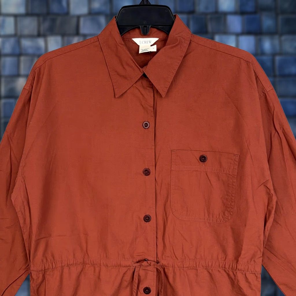 J.Crew VINTAGE J.CREW Shirt Dress Womens 4 Orange 90s Preppy Classic Casual Workwear Knee Length Long Sleeve Button Front Collared Womens 4 Size S / US 4 / IT 40 - 1 Thumbnail