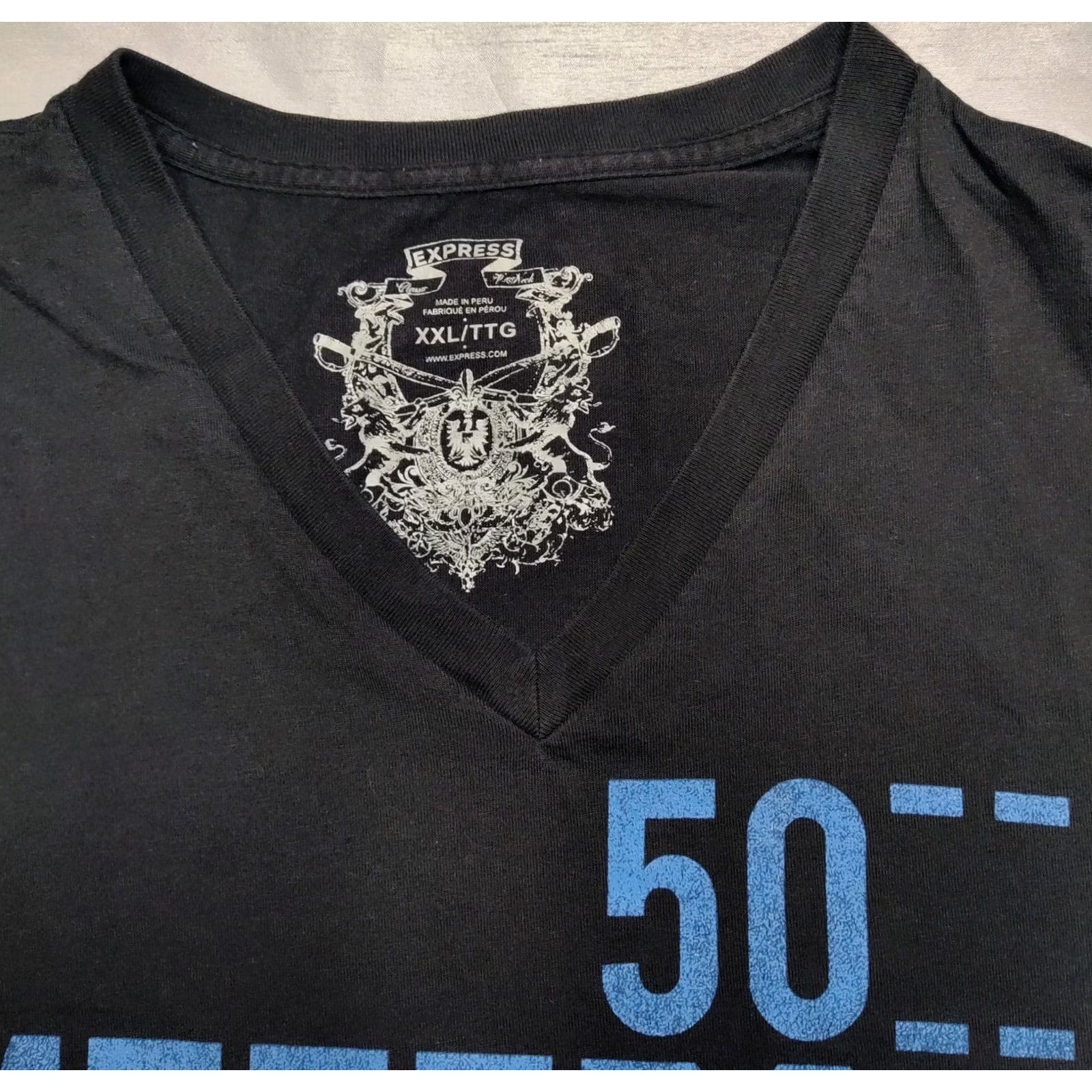 Express EXPRESS 50 Meters One Breath Winner Takes All Men 2XL Black V-Neck T-shirt Size US XXL / EU 58 / 5 - 3 Thumbnail