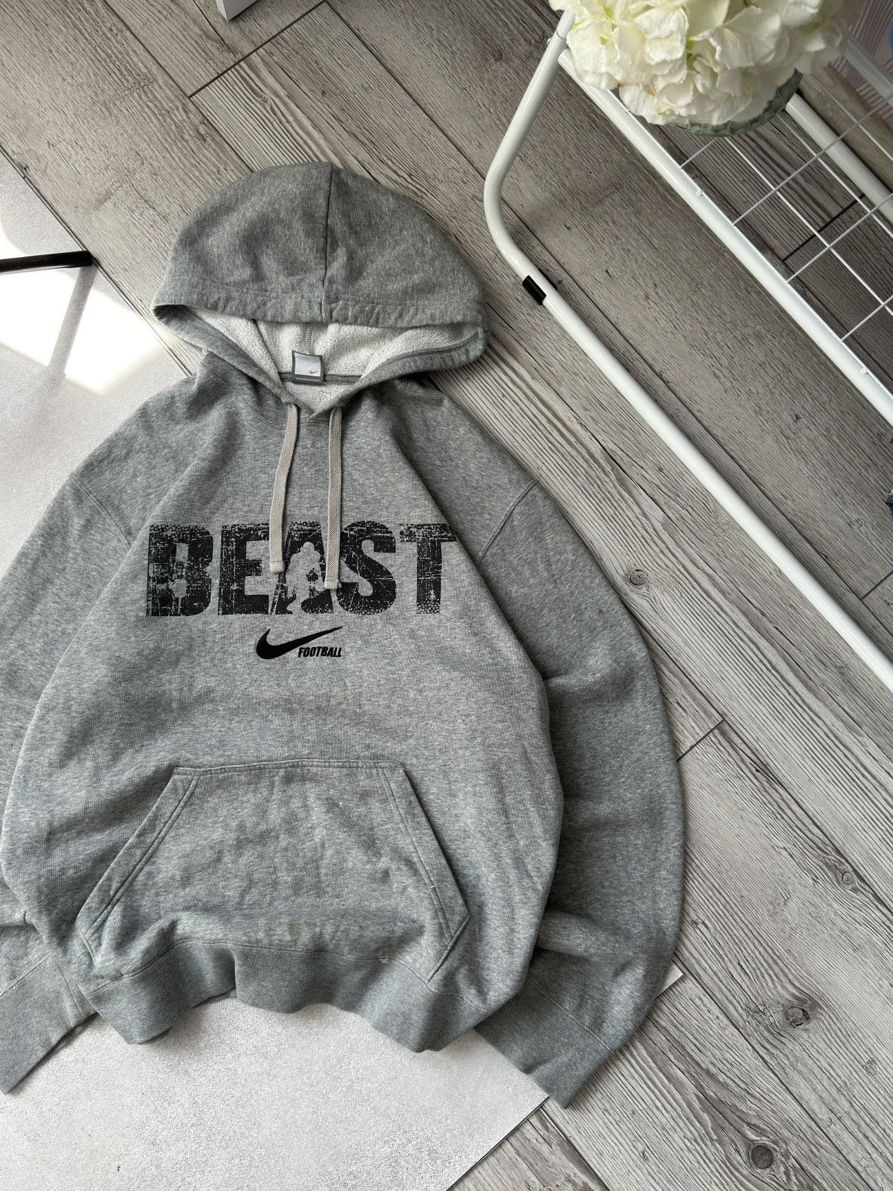 Nike Streetwear Vintage Vintage Nike Beast Football center logo distressed hoodie Grailed