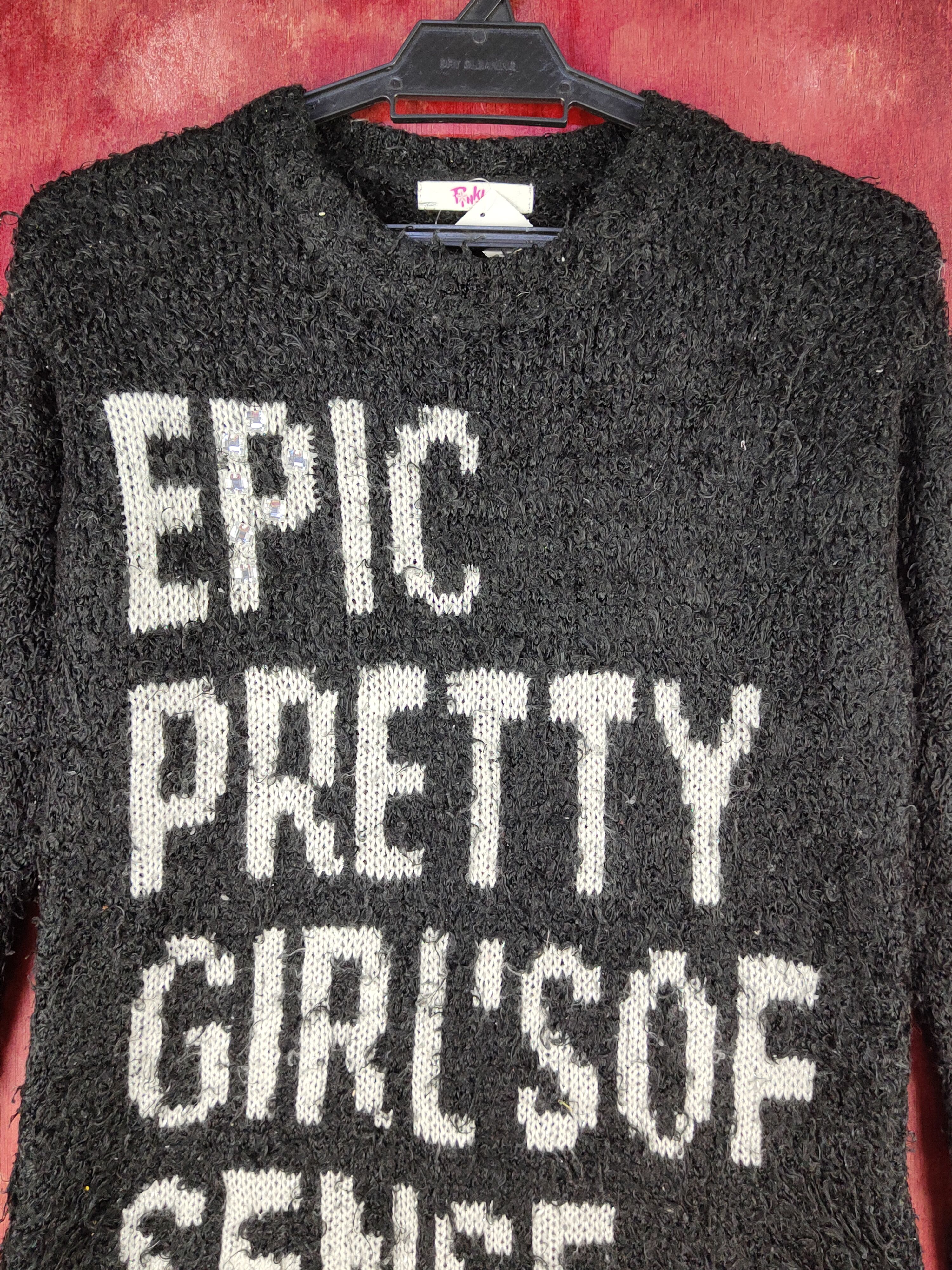 Homespun Knitwear Pink Latte Black Fur shaggy Mohair Knitwear #S2280 Size XS / US 0-2 / IT 36-38 - 2 Thumbnail
