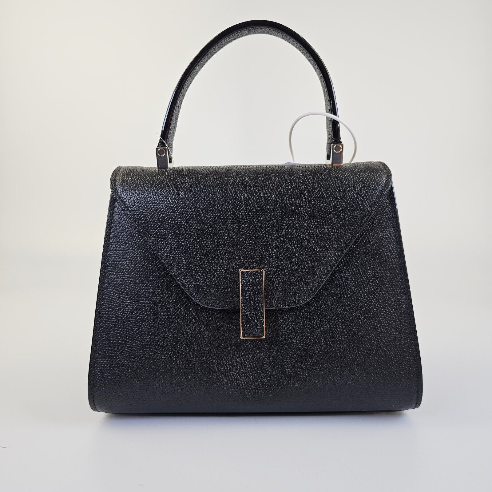 Valextra Iside Mini Black Leather Top Handle Bag New
