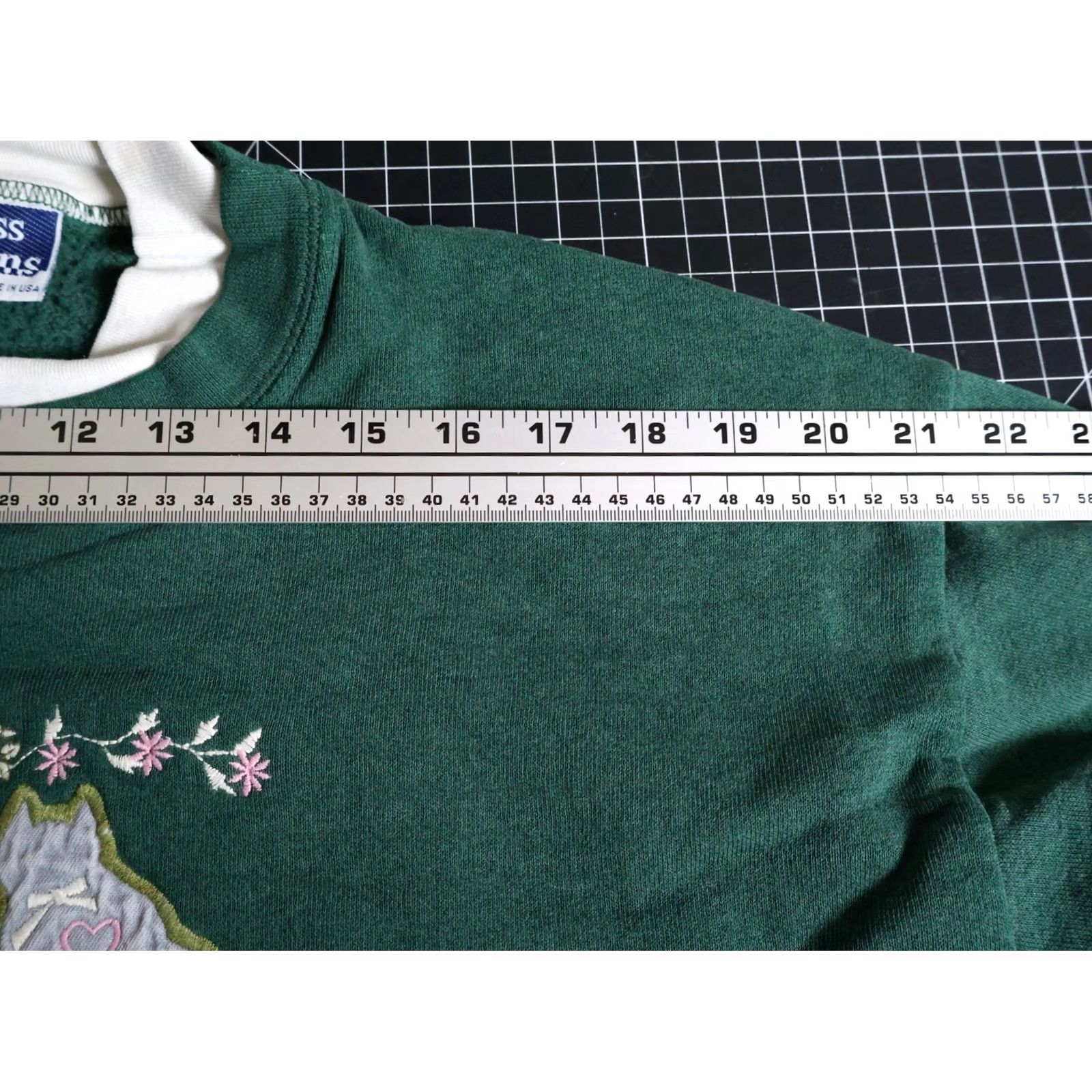 Vintage VINTAGE 90s Flower Cat Sweatshirt Women Large Green Embroidered Mock Neck VTG Grandma Size L / US 10 / IT 46 - 7 Thumbnail